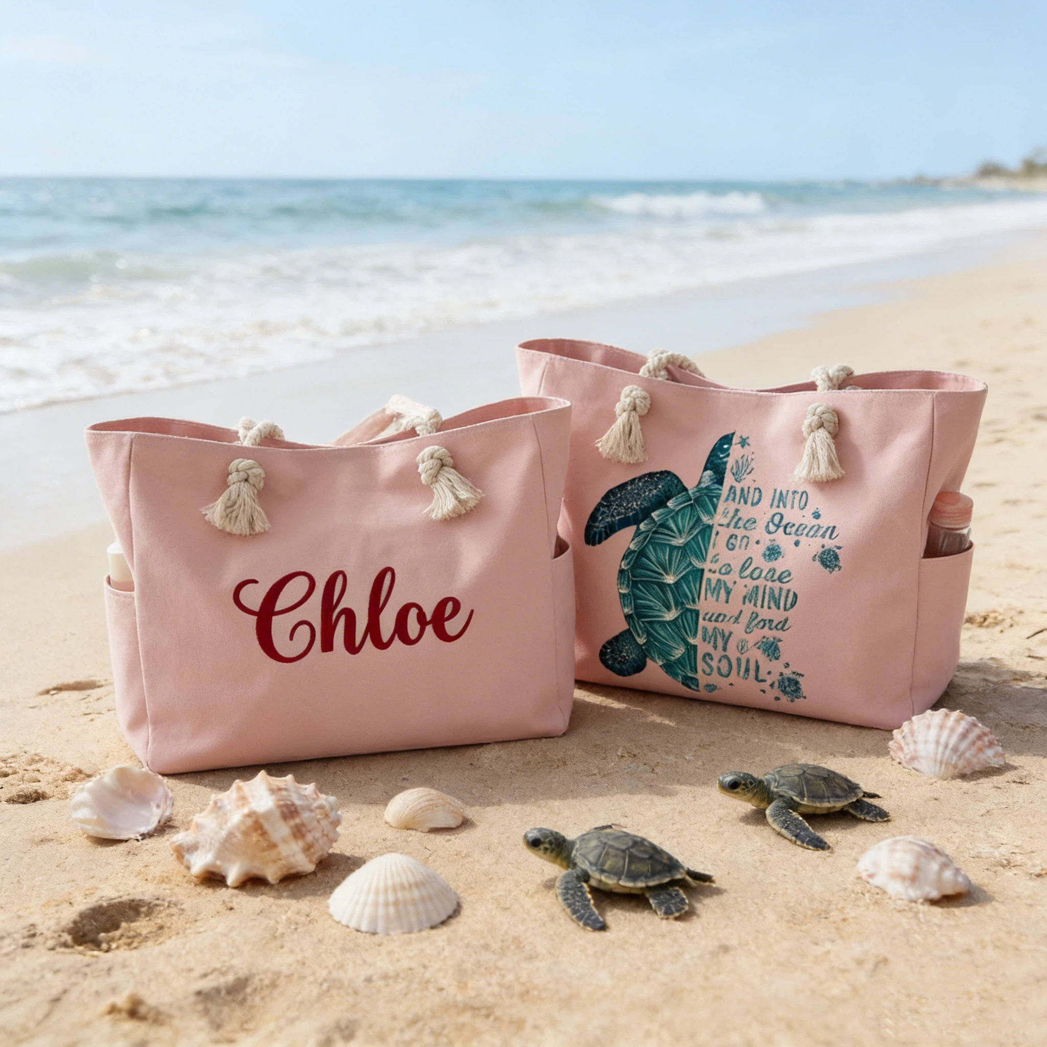 Personalized Embroidered Ocean Soul Beach Canvas Bag for Unique & Love | JNSBag127