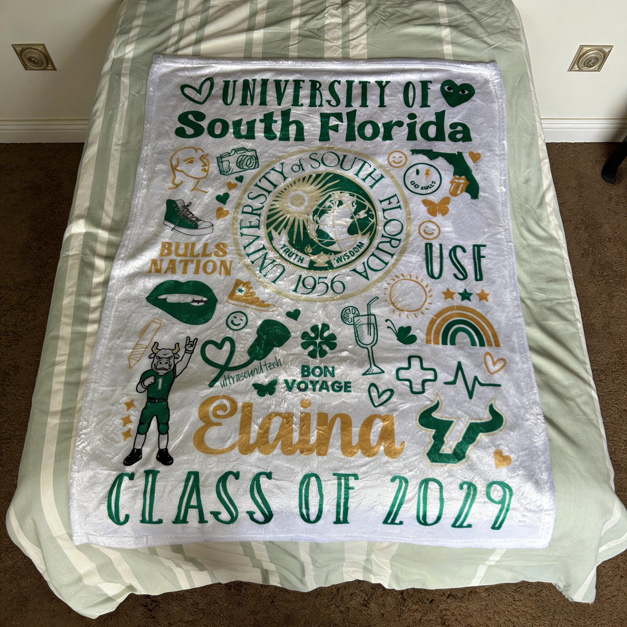 Personalized College Graduation Dorm Blanket for Unique & Love | JNSBK02