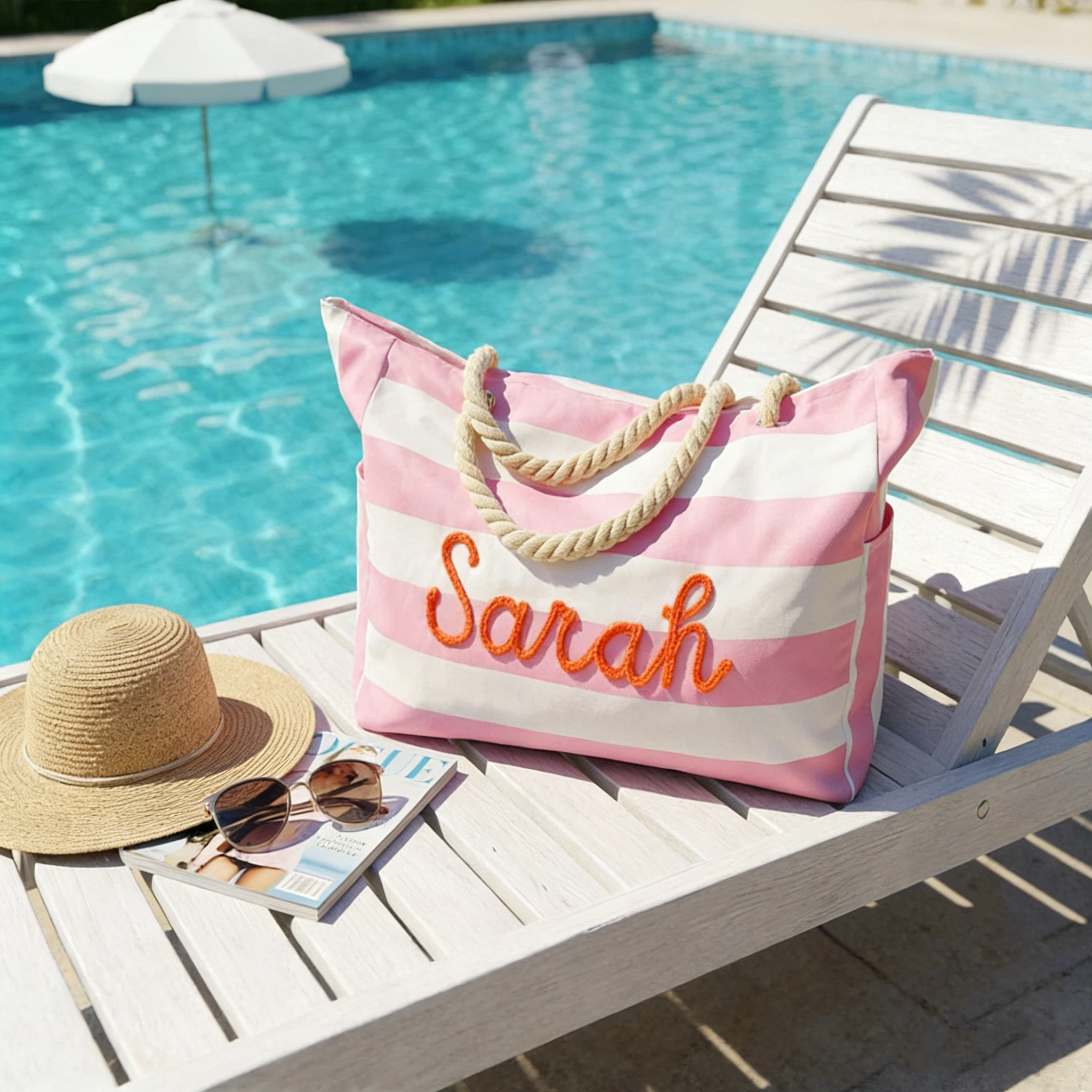 Personalized Hand Embroidered Waterproof Beach Tote Bag for Unique & Love | JNSBag128