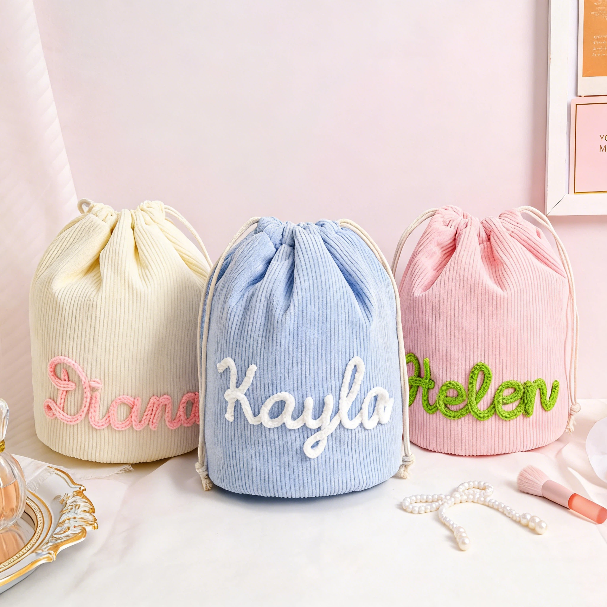 Personalized Hand Embroidered Makeup Bag for Unique & Love | JNSBag135