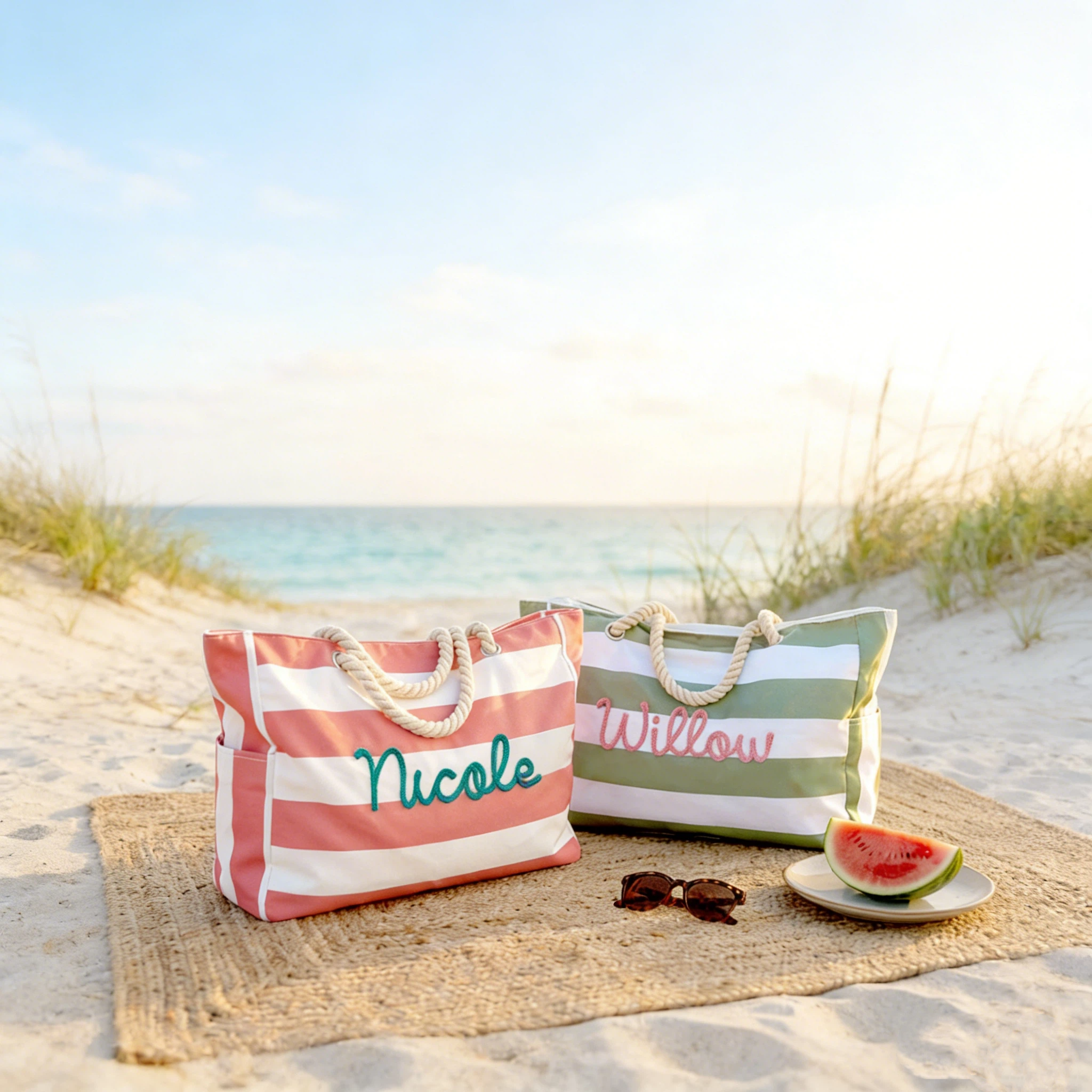 Personalized Hand Embroidered Waterproof Beach Tote Bag for Unique & Love | JNSBag128