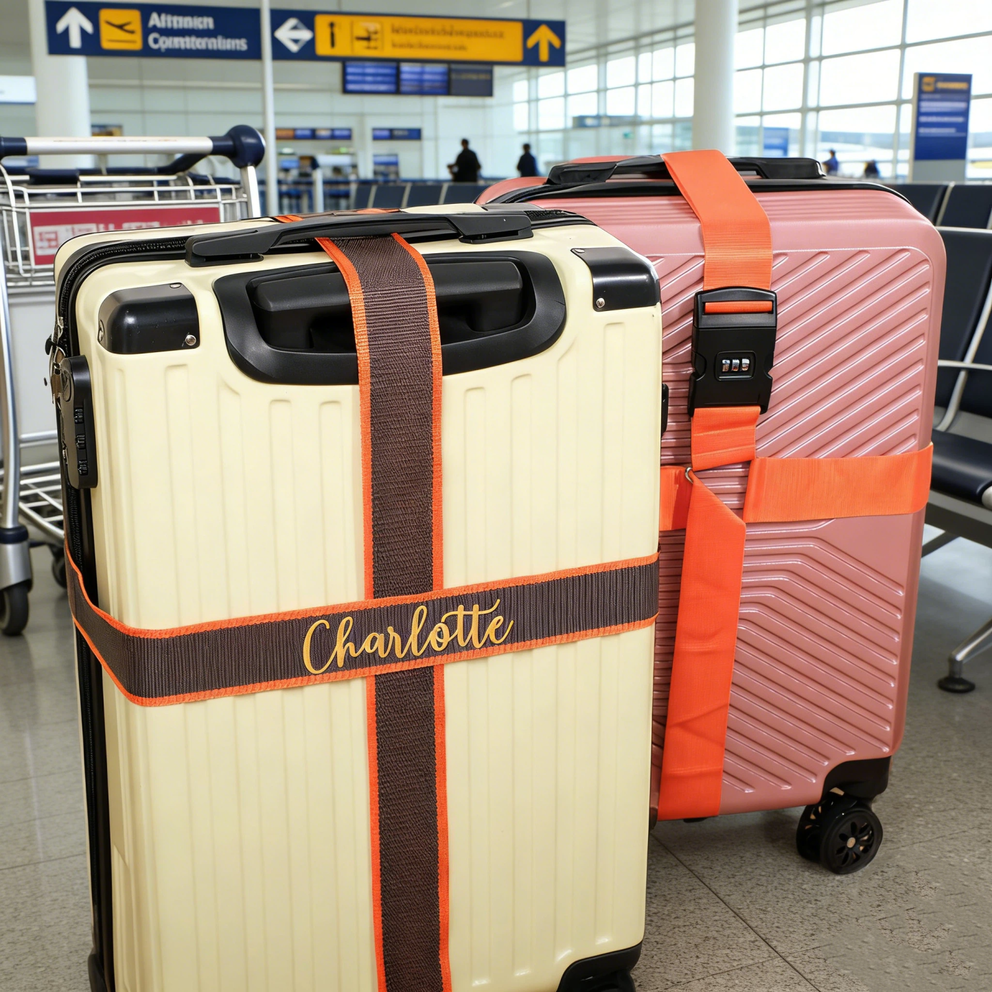 Personalized Name Embroidery Luggage Strap Belt With Combination Lock | JNSDec196