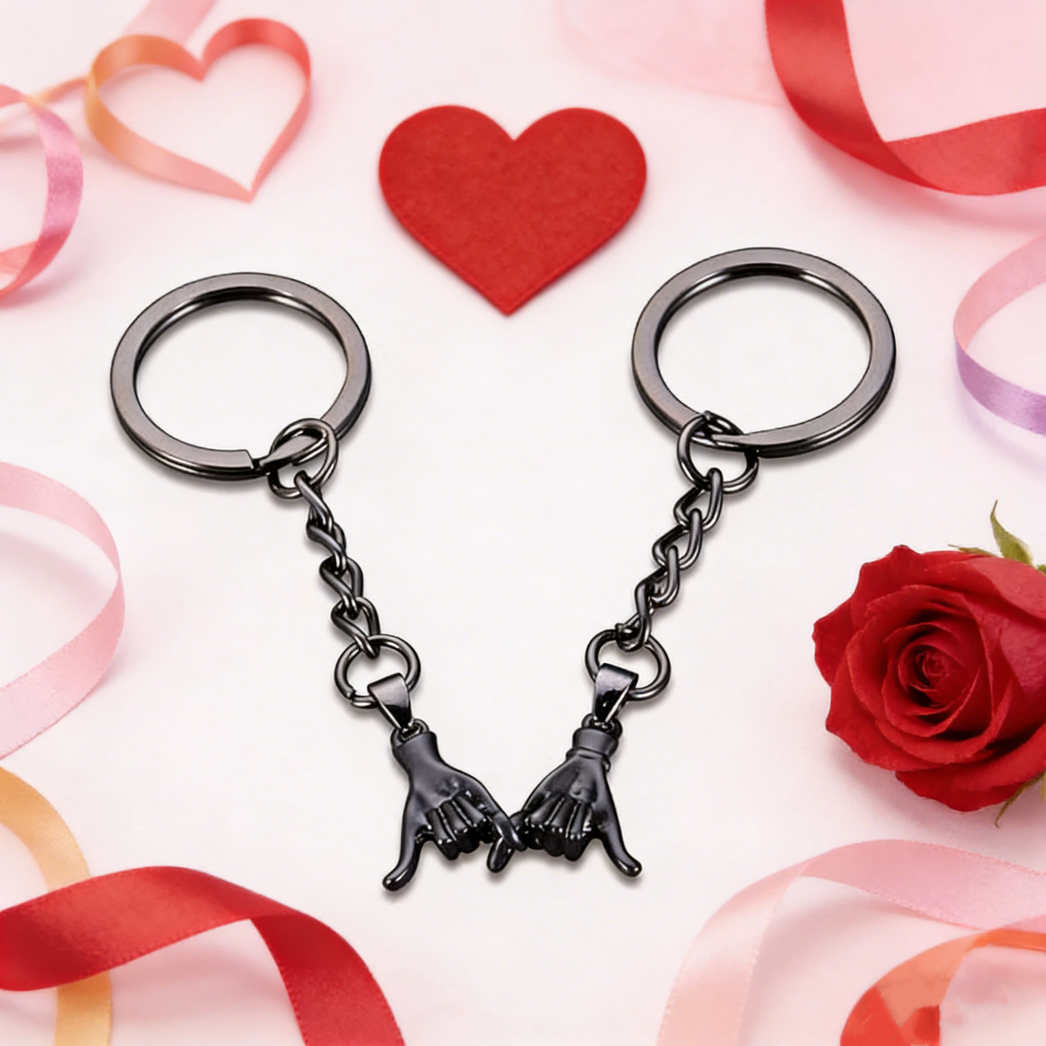 Personalized Monogram Engraved Pinky Promise Matching Couple Keychains for Unique & Love | JNSDec191