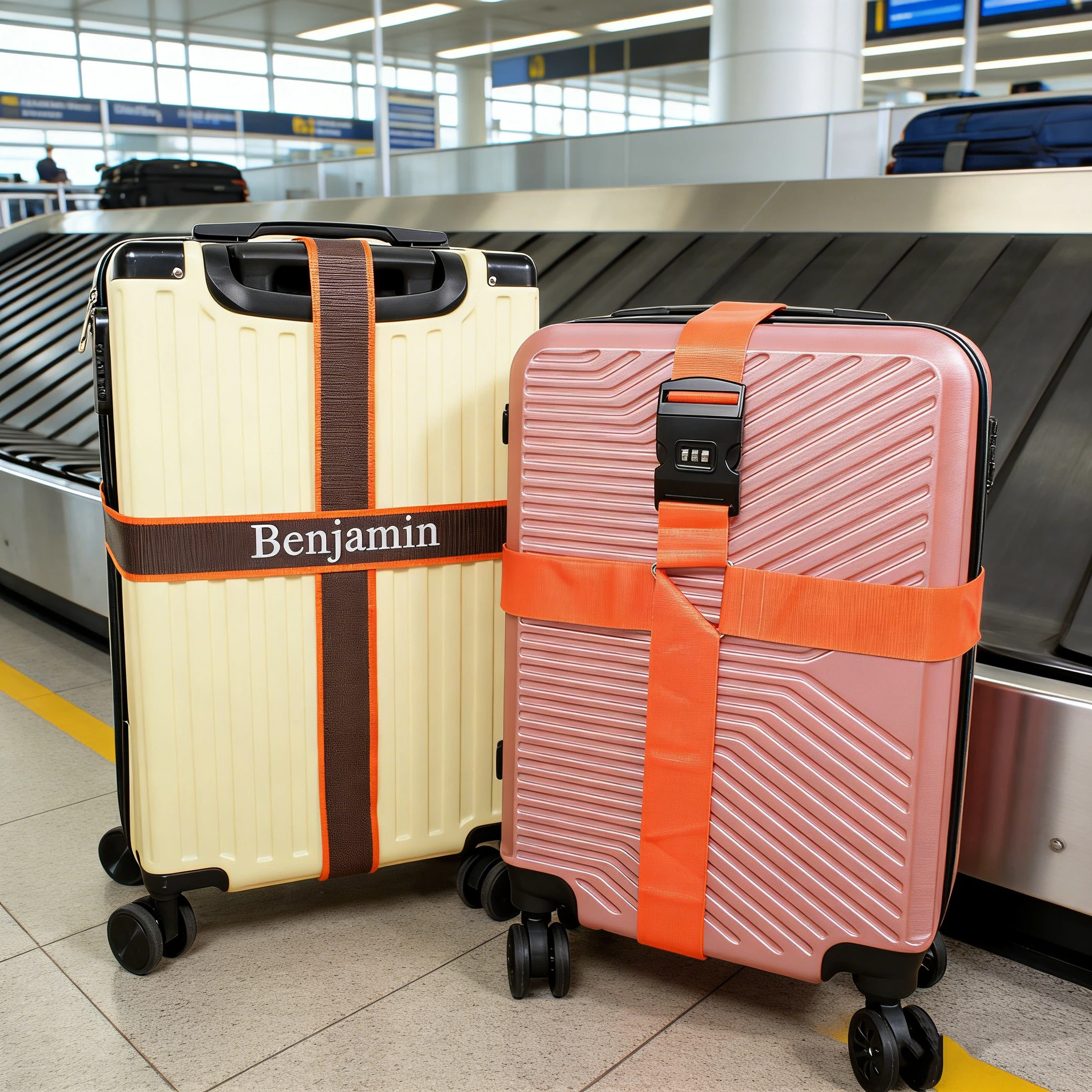 Personalized Name Embroidery Luggage Strap Belt With Combination Lock | JNSDec196