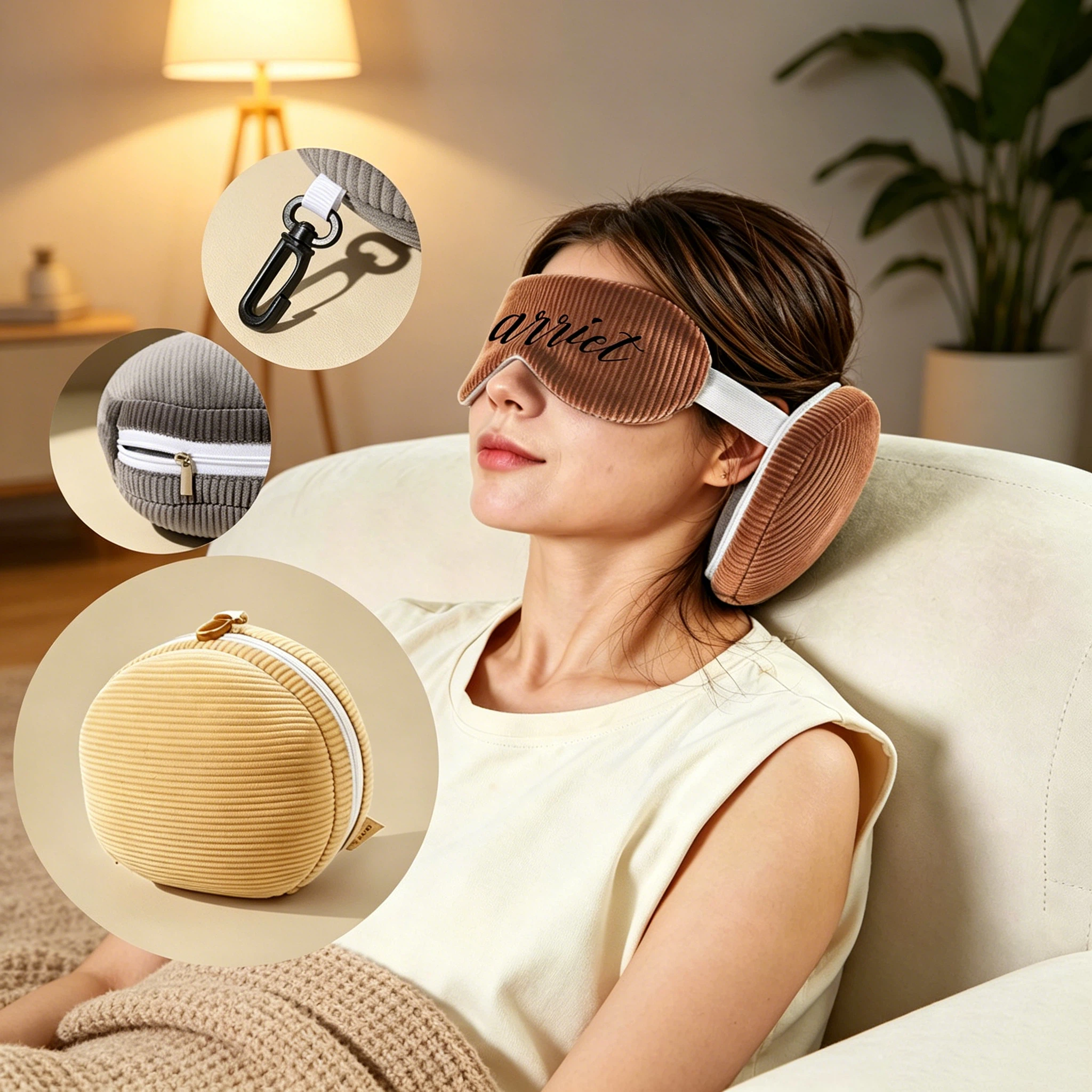 Personalized Name Travel Portable Sleep Mask & Neck Pillow Set | JNSBag147