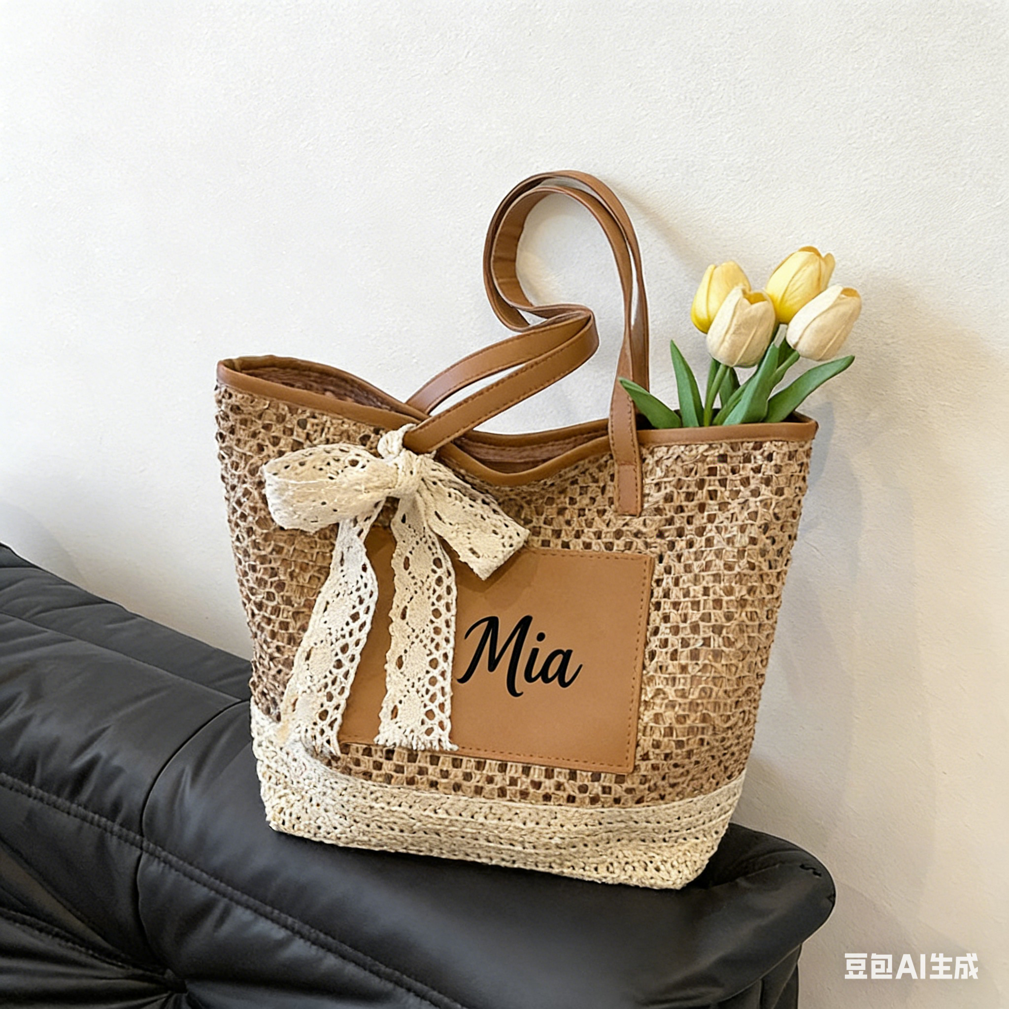 Personalized Name Straw Tote Bag for Unique & Love | JNSBag131