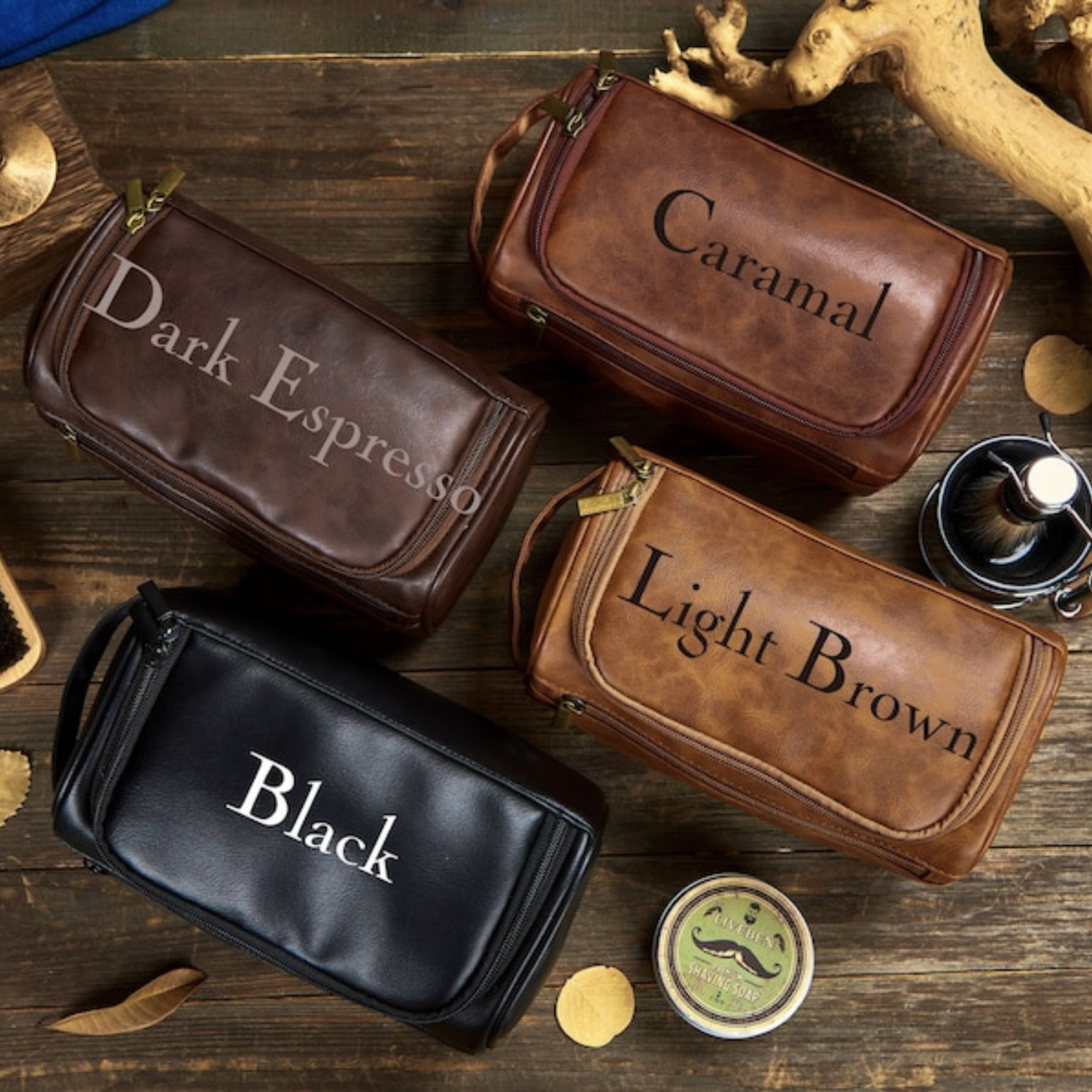 Personalized Leather Monogram Engraved Wash Bag for Unique & Love | JNSBag05