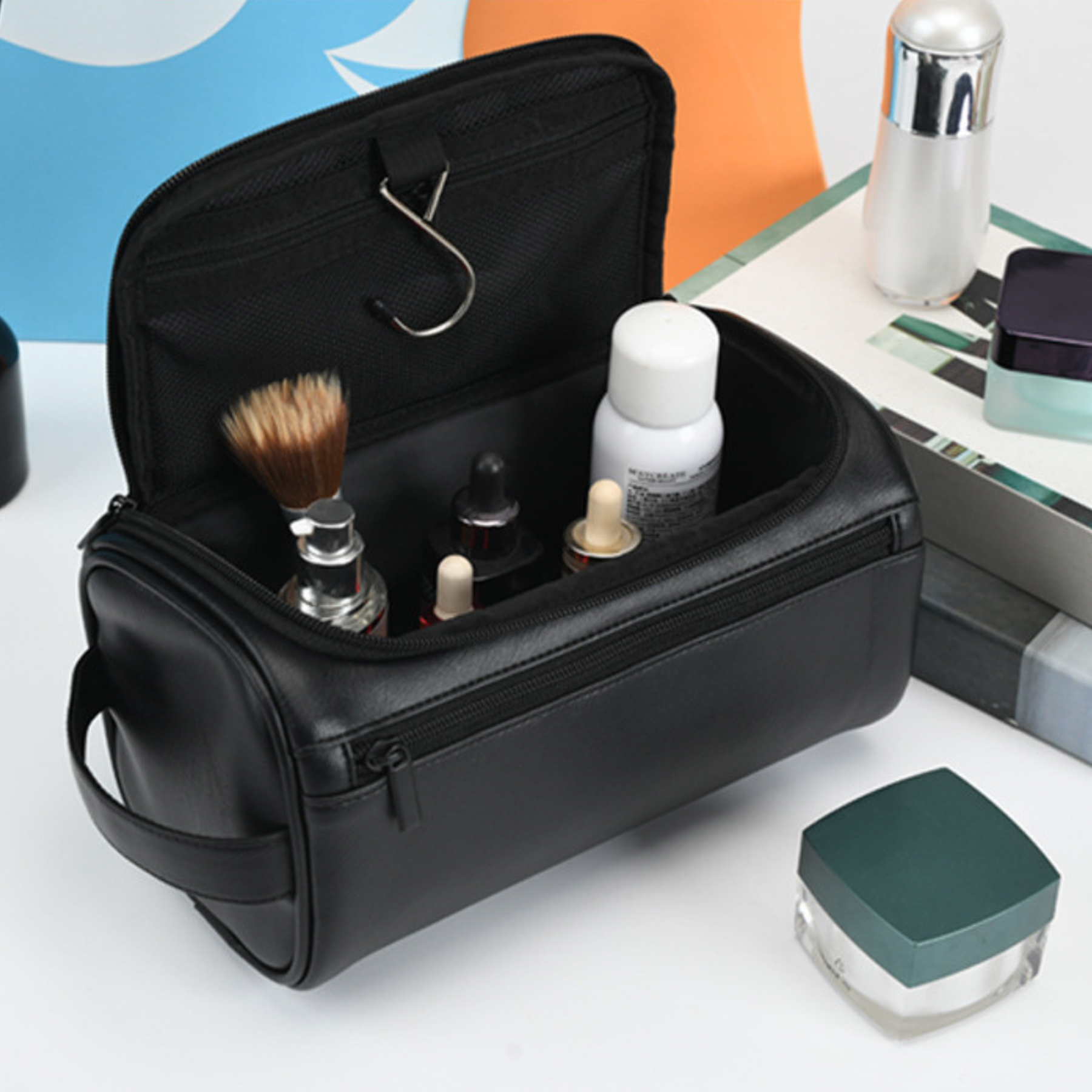 Personalized Leather Monogram Engraved Wash Bag for Unique & Love | JNSBag05