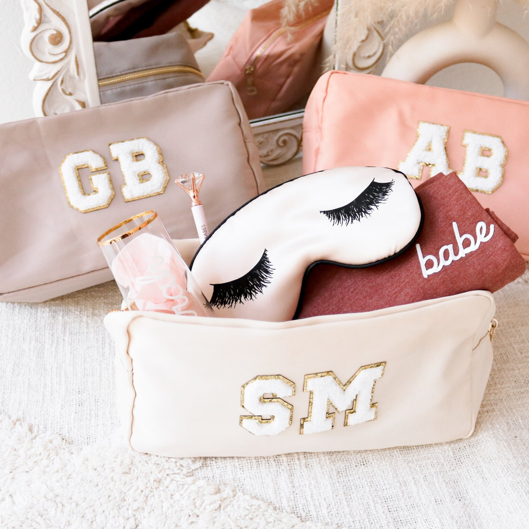 Personalized Varsity Letter Makeup Bag