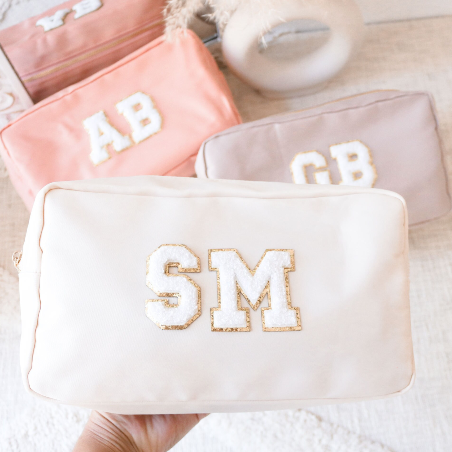 Personalized Varsity Letter Makeup Bag