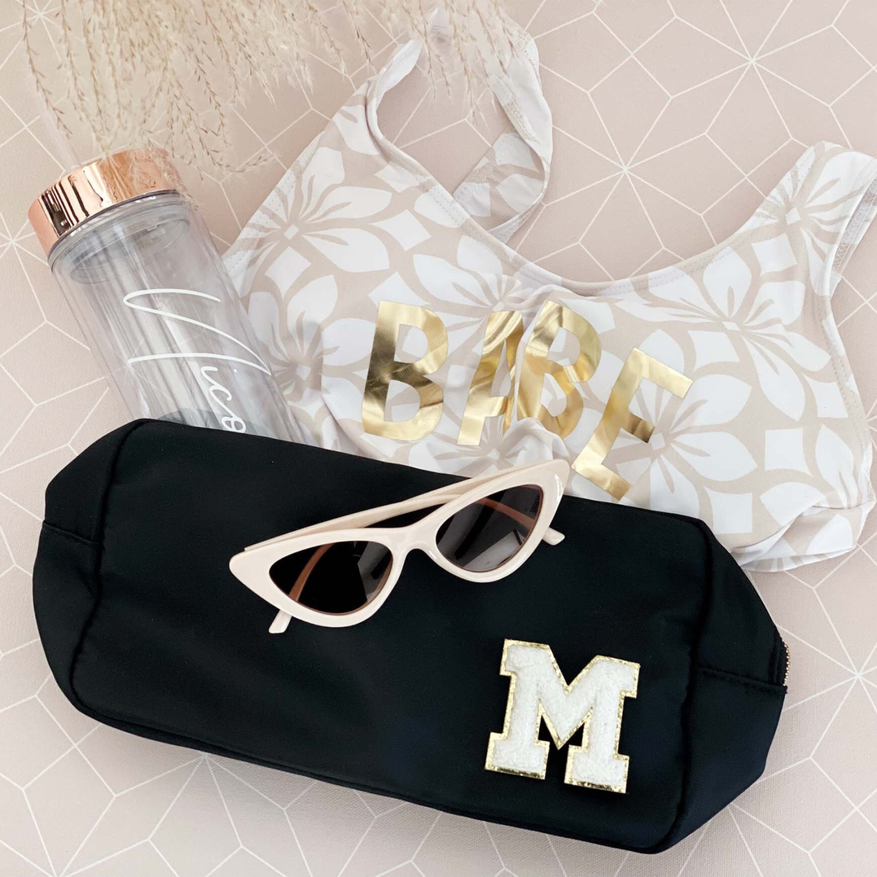 Personalized Varsity Letter Makeup Bag