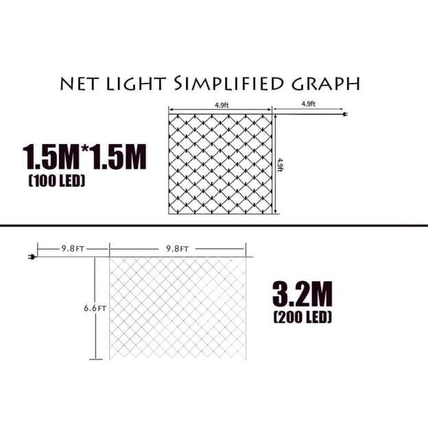 Curtain LED String Net Mesh Waterproof String Lights Decoration for Unique & Love | JNSDec20