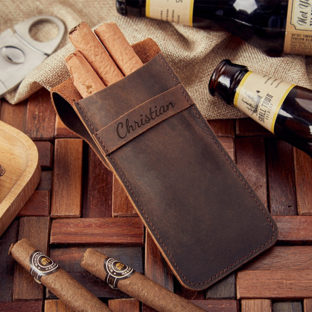 Personalized Engraved Leather Cigar Case for Unique & Love | JNSBag06