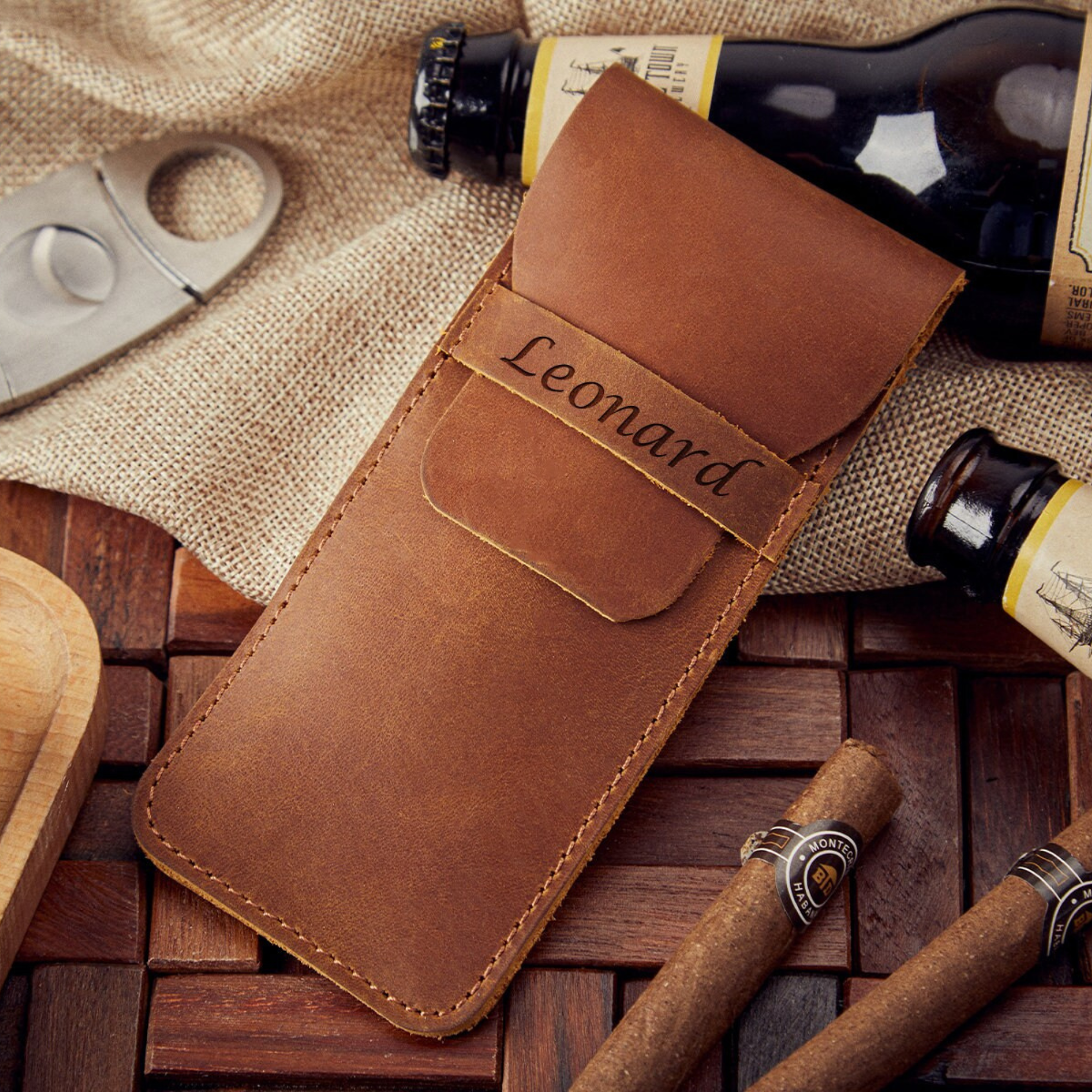 Personalized Engraved Leather Cigar Case for Unique & Love | JNSBag06