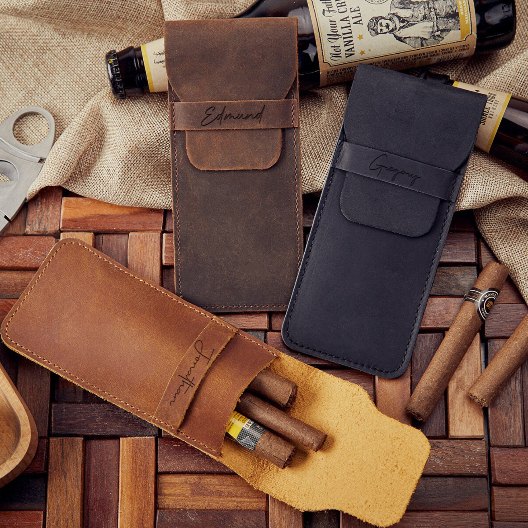 Personalized Engraved Leather Cigar Case for Unique & Love | JNSBag06