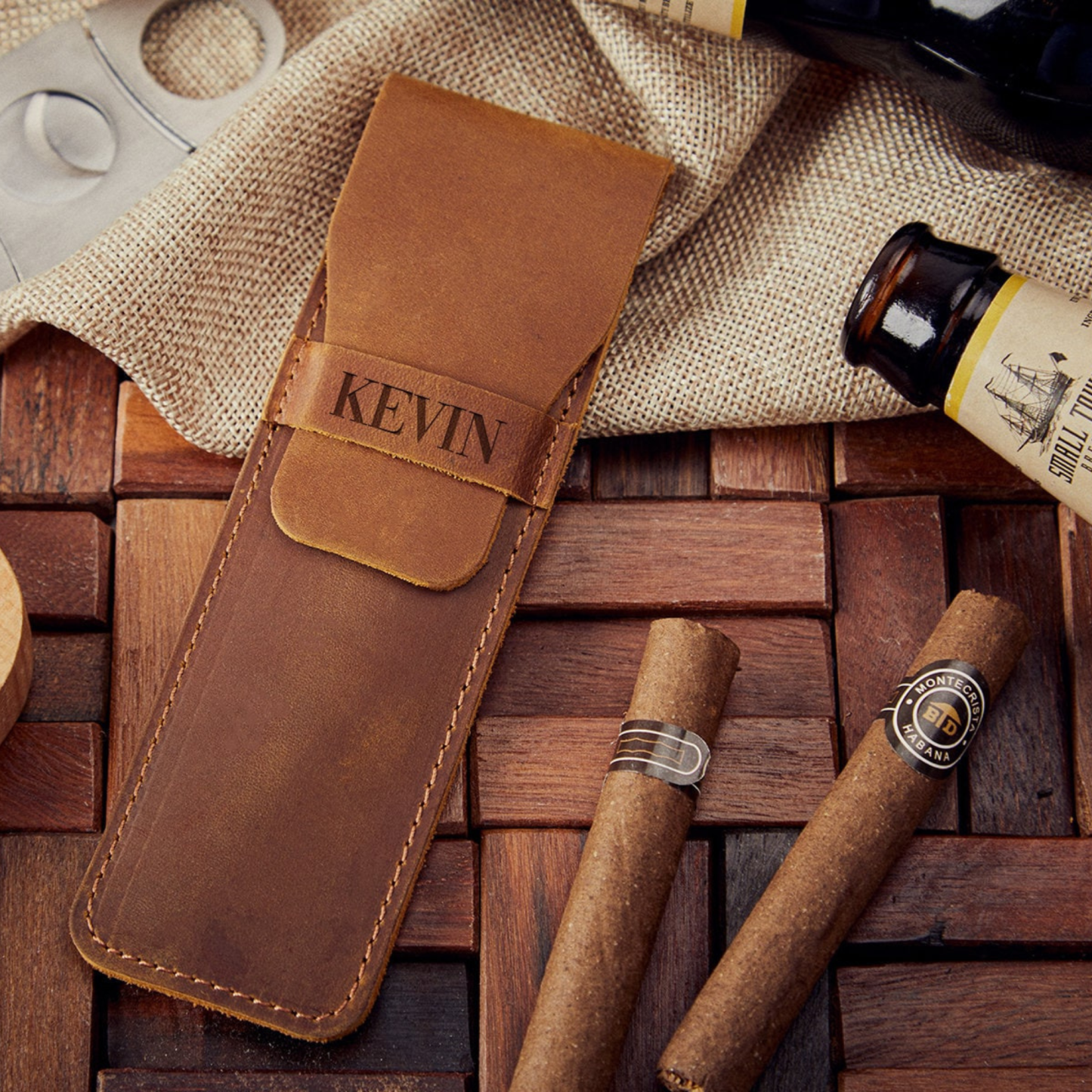 Personalized Engraved Leather Cigar Case for Unique & Love | JNSBag06