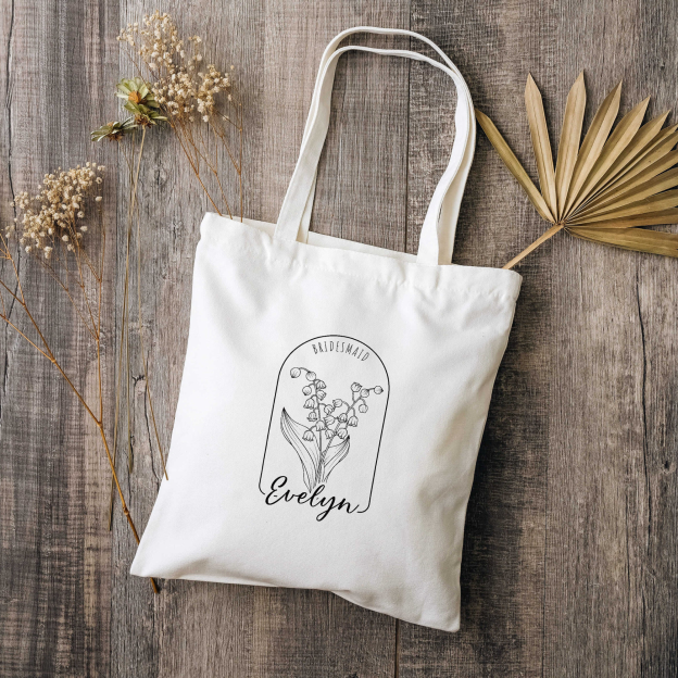 Personalized Birth Month Flower Canvas Tote Bag for Unique & Love | JNSBag12