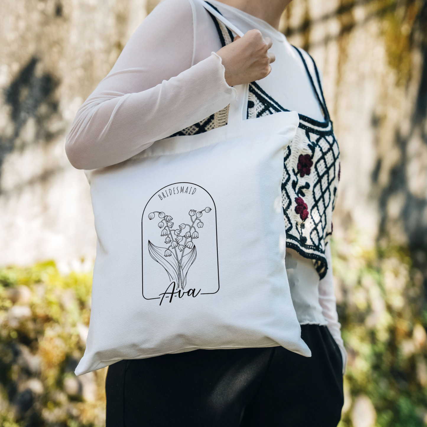 Personalized Birth Month Flower Canvas Tote Bag for Unique & Love | JNSBag12