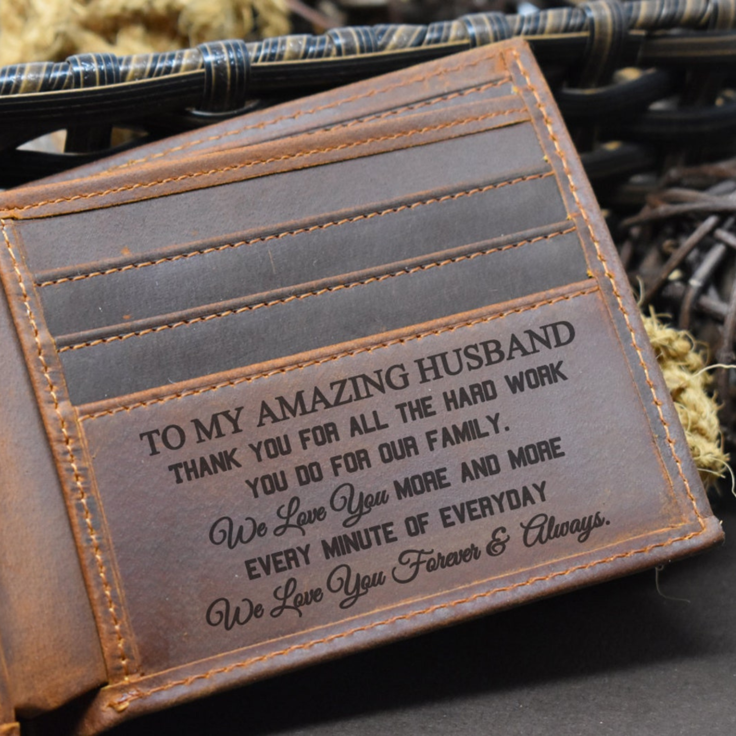 Personalized Engraved Leather Wallet for Unique & Love | JNSBag18