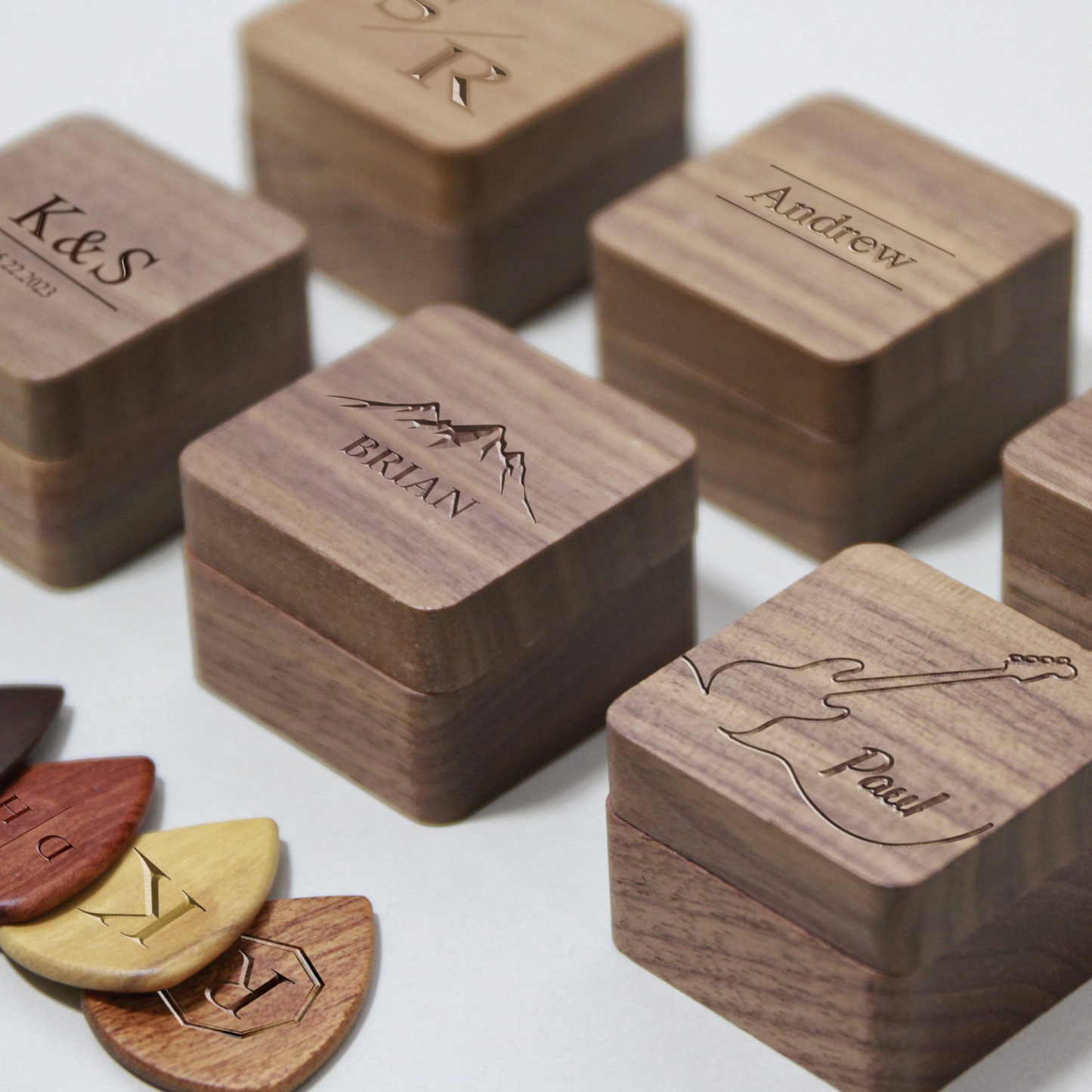Personalized Wooden Guitar Picks Box for Unique & Love | JNSDec33