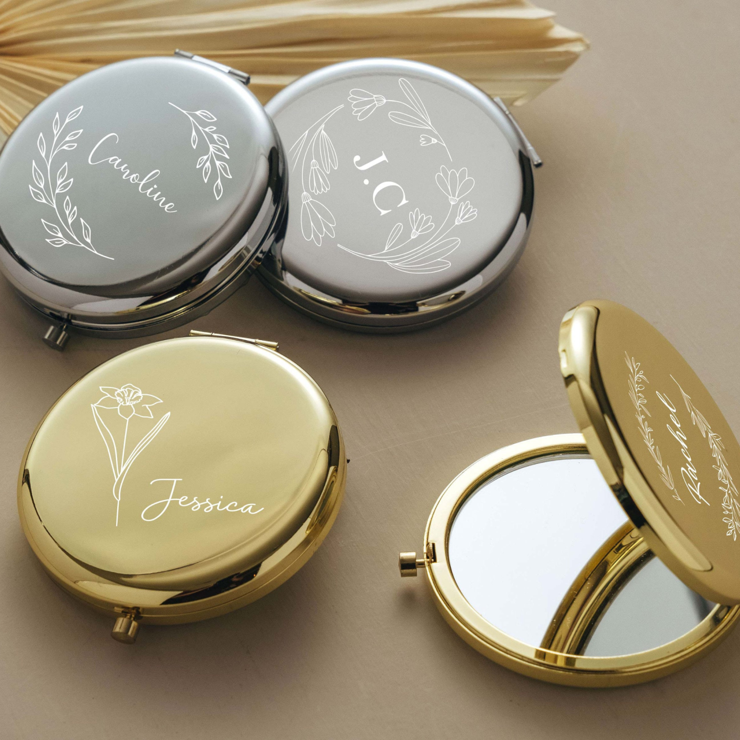 Personalized Monogram Folding Mirrors for Unique & Love | JNSDec30