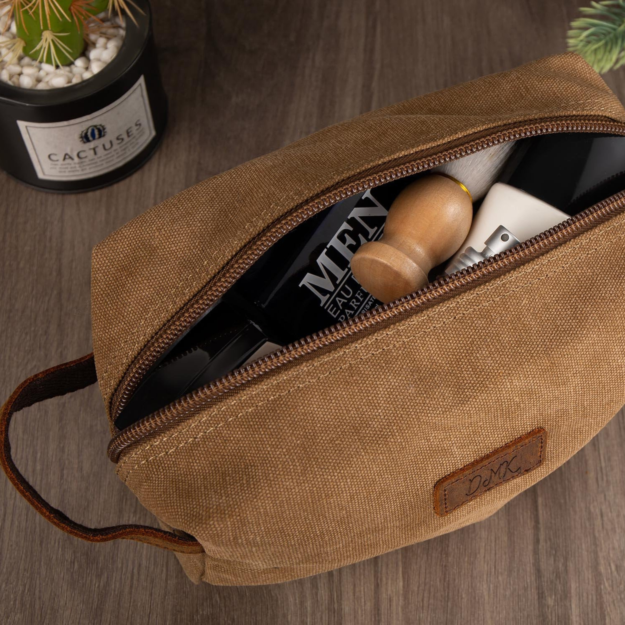 Personalized Leather Monogram Engraved Toiletry Bag for Unique & Love | JNSBag20