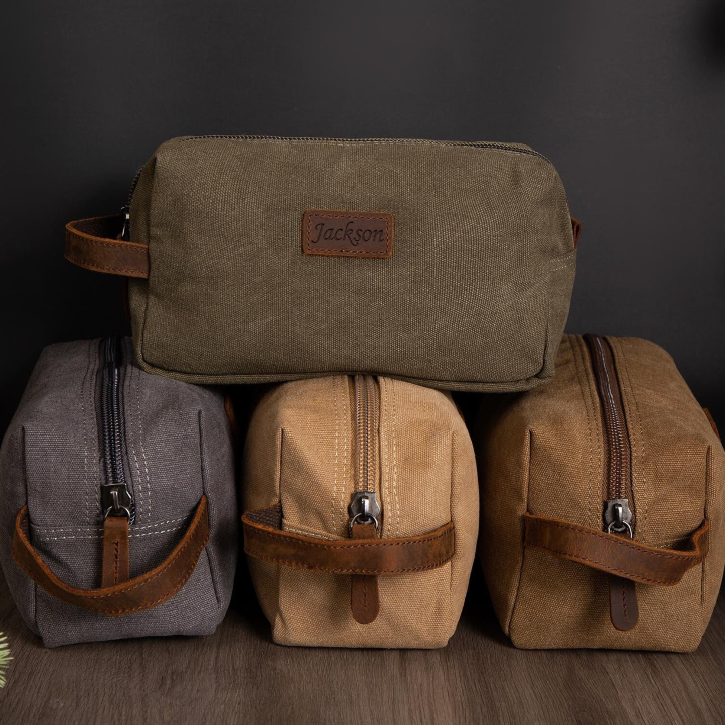 Personalized Leather Monogram Engraved Toiletry Bag for Unique & Love 