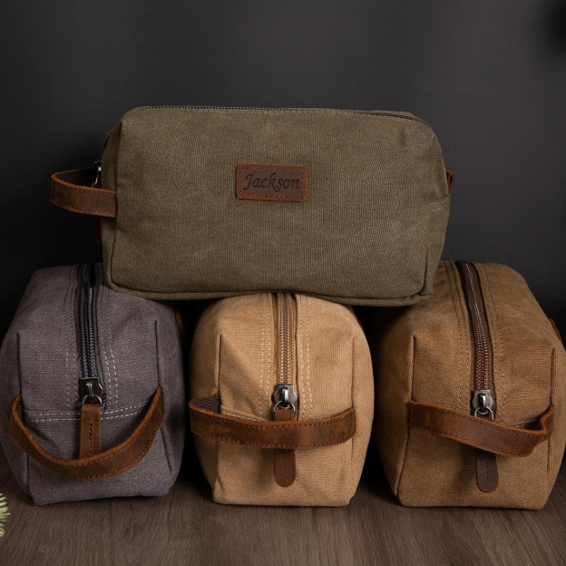 Personalized Leather Monogram Engraved Toiletry Bag for Unique & Love | JNSBag20