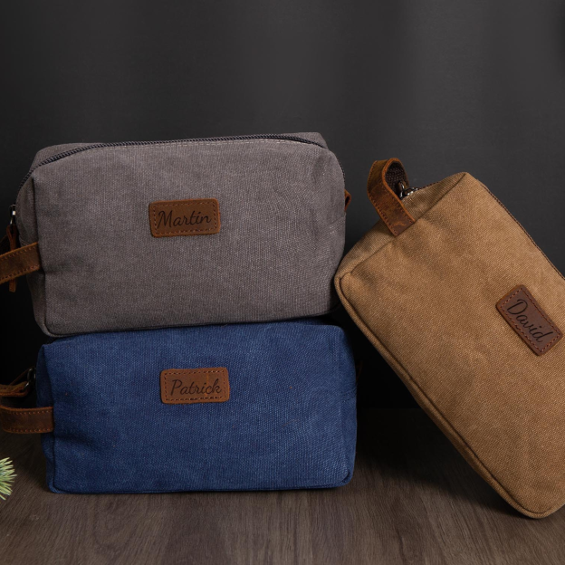 Personalized Leather Monogram Engraved Toiletry Bag for Unique & Love | JNSBag20