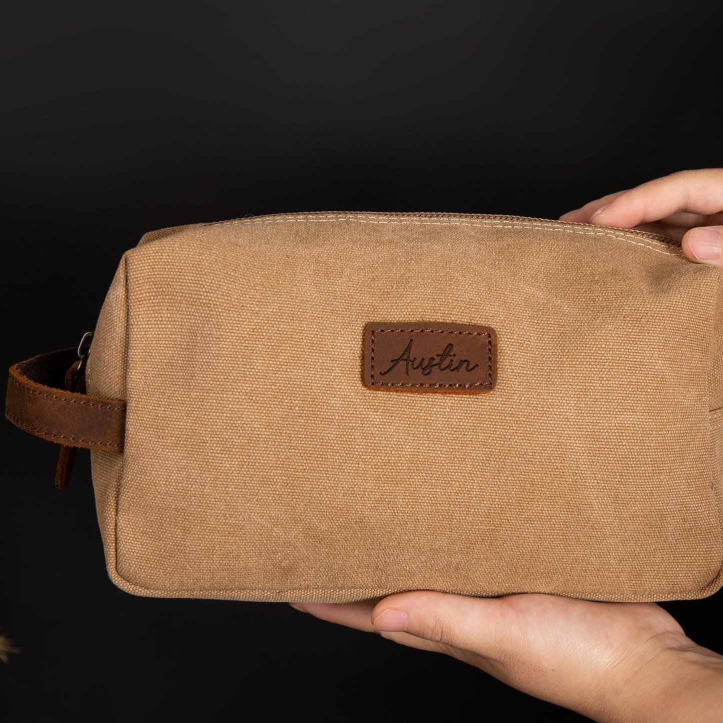 Personalized Leather Monogram Engraved Toiletry Bag for Unique & Love | JNSBag20