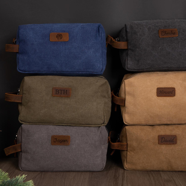 Personalized Leather Monogram Engraved Toiletry Bag for Unique & Love | JNSBag20