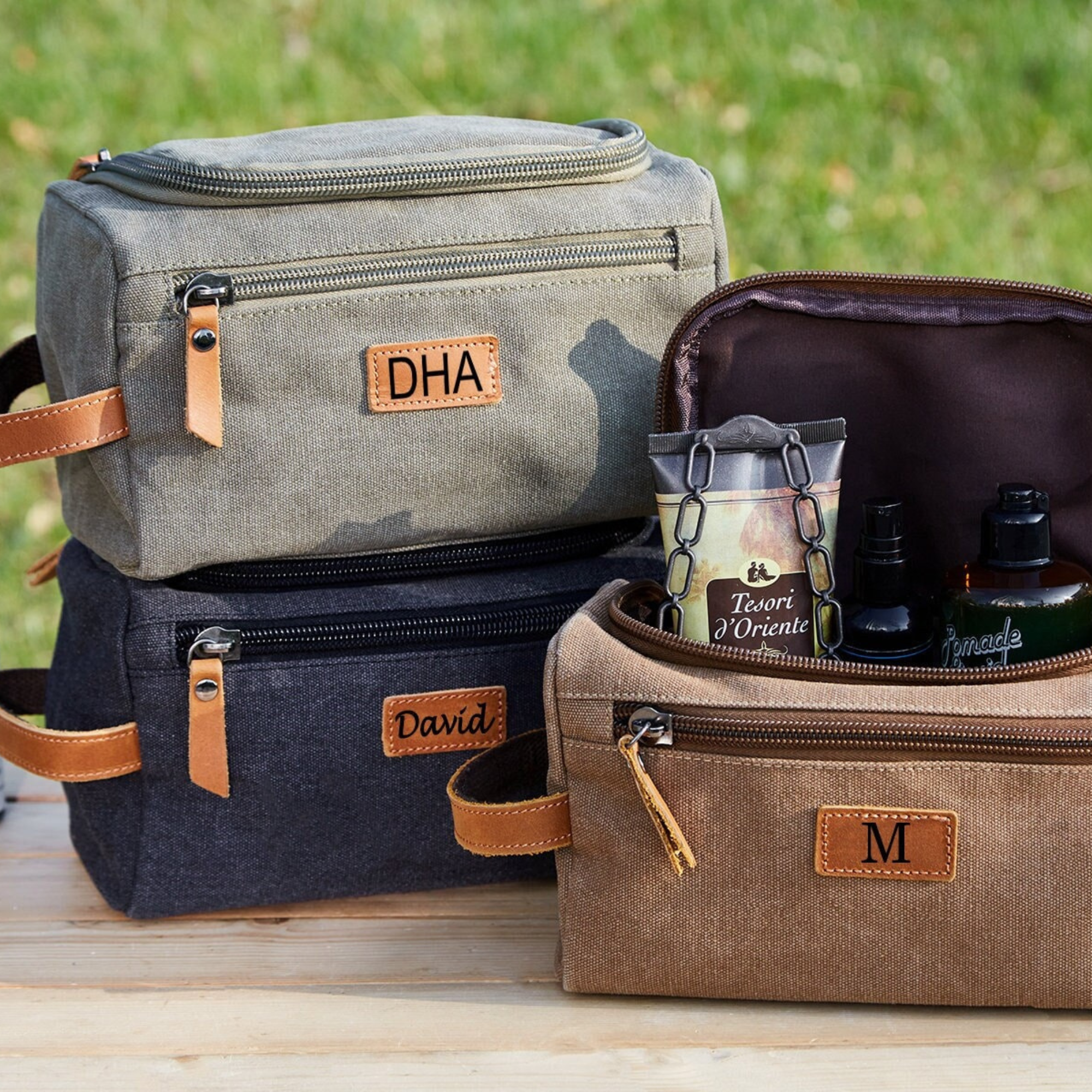 Personalized Leather Monogram Engraved Toiletry Bag for Unique & Love | JNSBag23