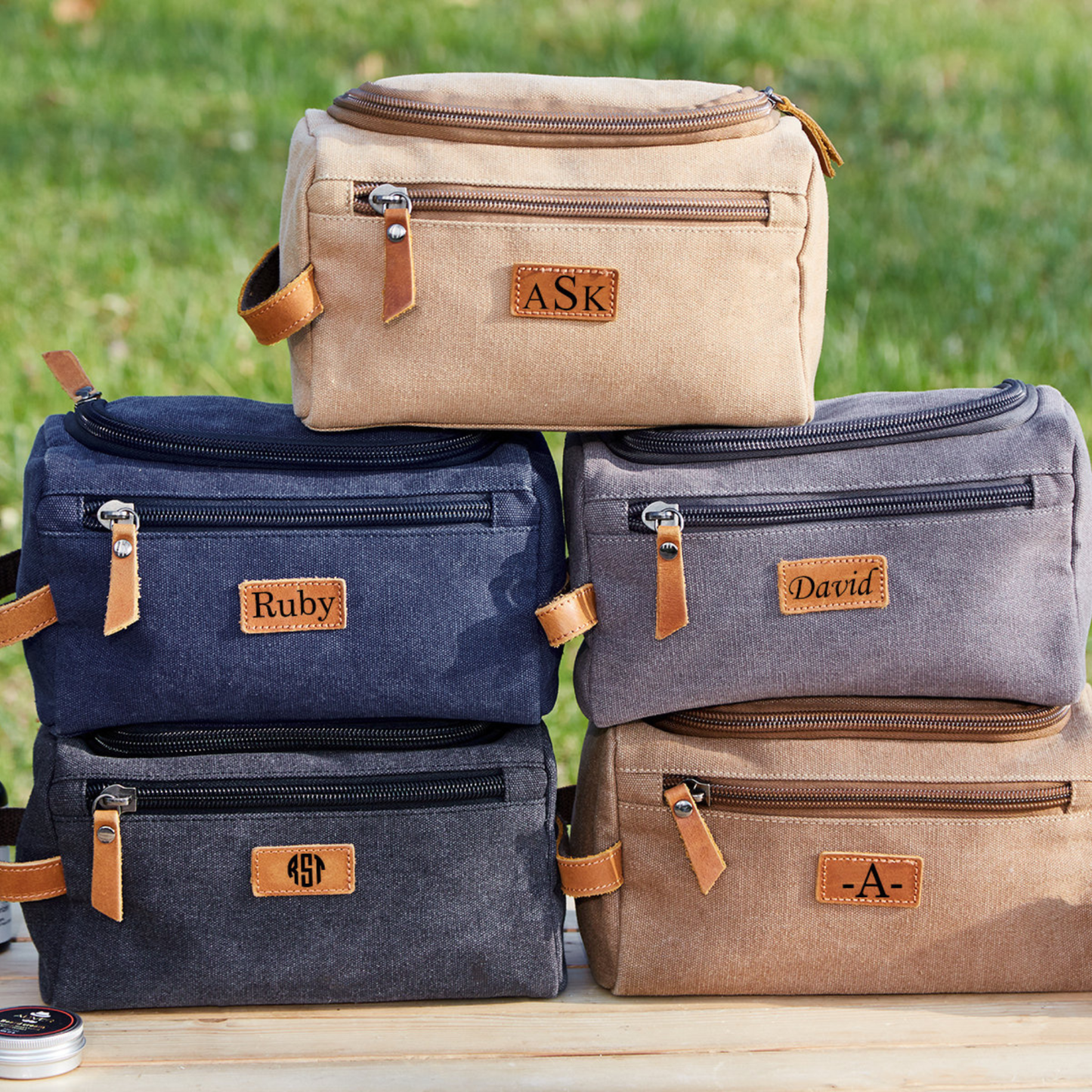 Personalized Leather Monogram Engraved Toiletry Bag for Unique & Love | JNSBag23