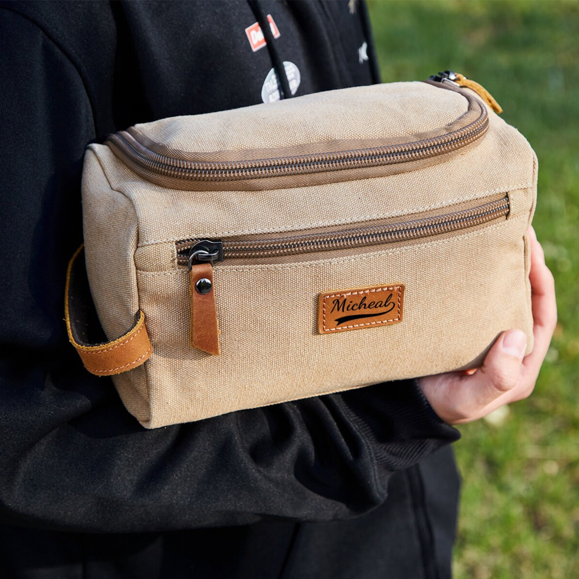 Personalized Leather Monogram Engraved Toiletry Bag for Unique & Love | JNSBag23