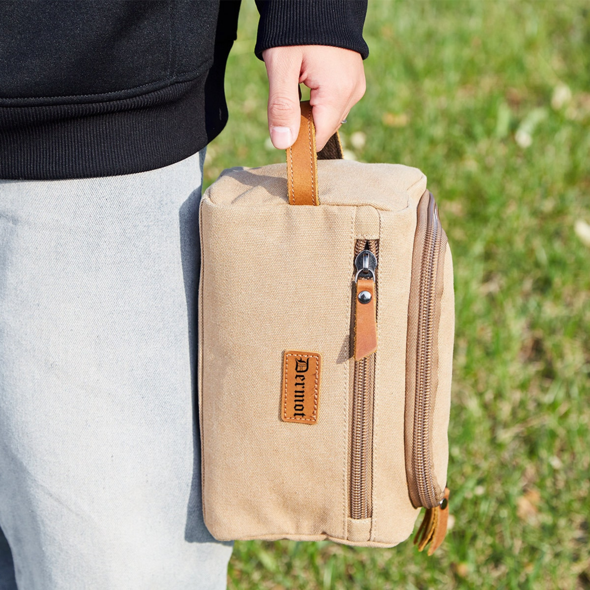 Personalized Leather Monogram Engraved Toiletry Bag for Unique & Love | JNSBag23