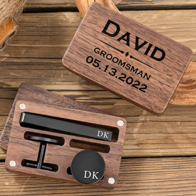 Personalized Men's Cufflink & Tie Clip Set for Unique & Love | JNSDec49