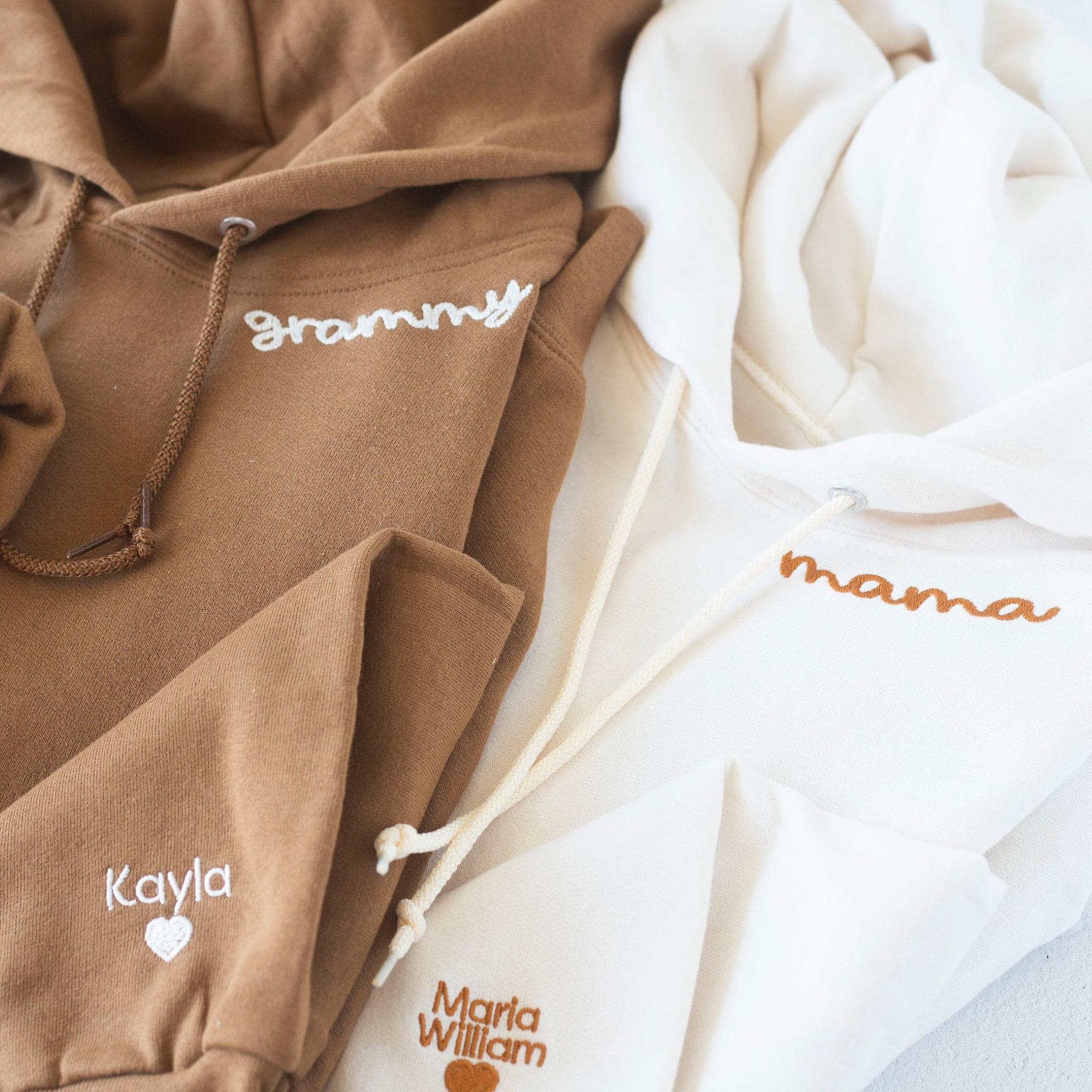 Personalized Mom Grandmother Collar and Sleeve Embroidered Hoodie for Unique & Love | JNSCloth16