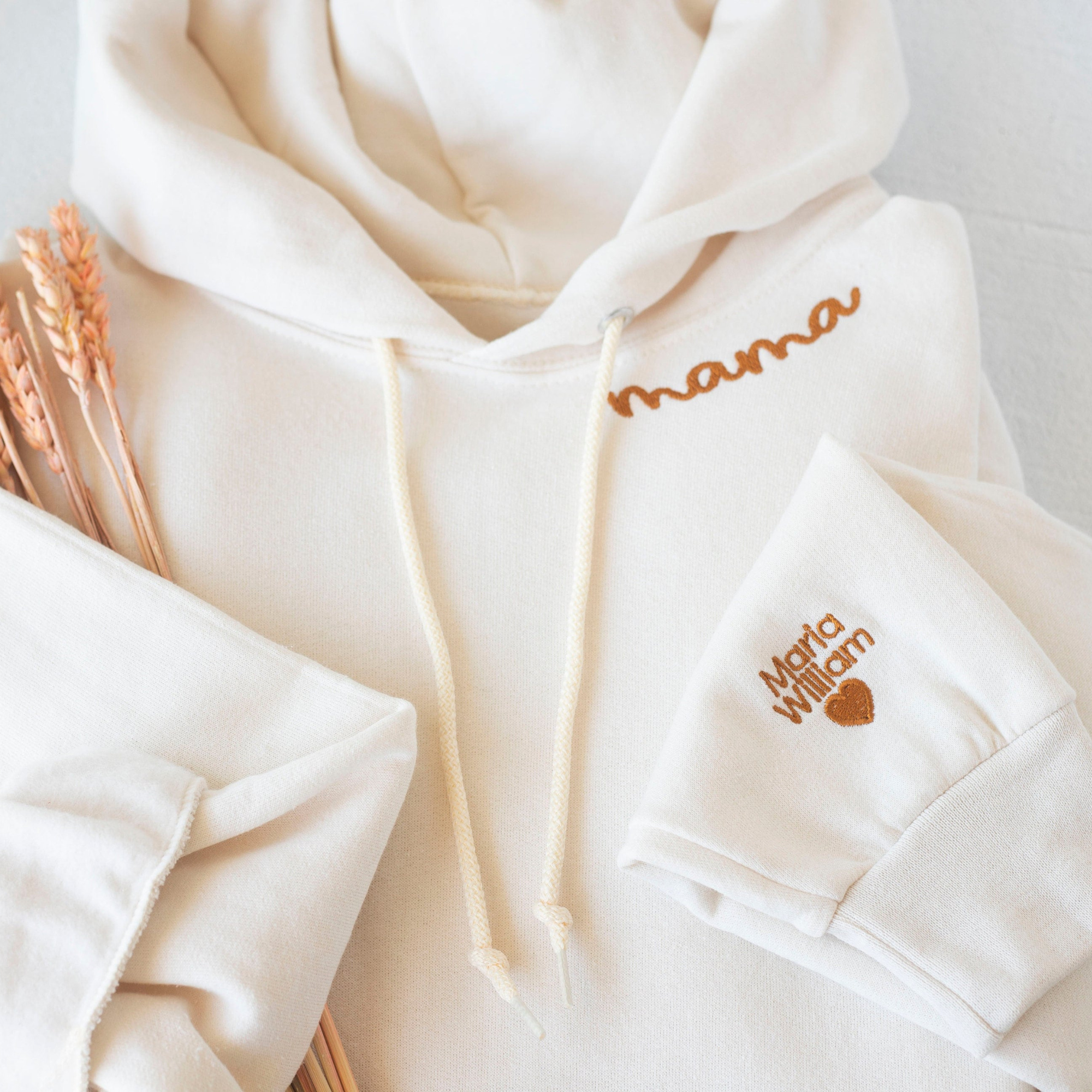 Personalized Mom Grandmother Collar and Sleeve Embroidered Hoodie for Unique & Love | JNSCloth16