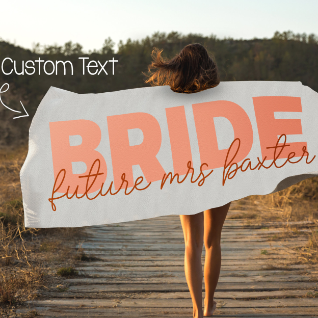 Personalized Bride and Bridesmaid Beach Towels for Unique & Love | JNSTowel01