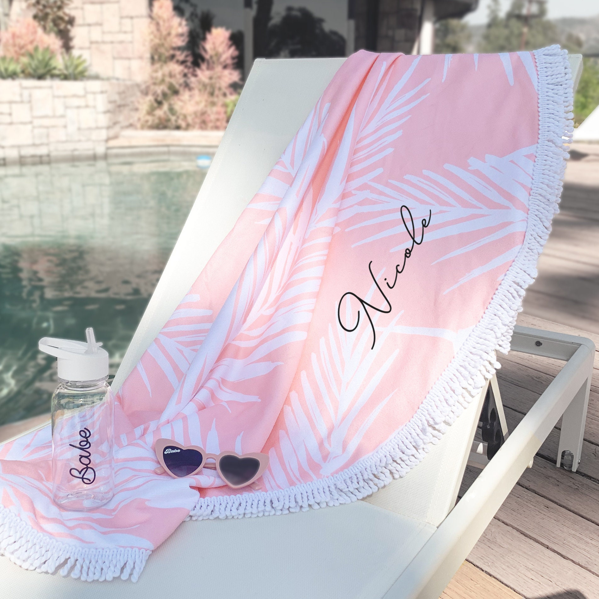 Personalized Tropical Round Beach Towels for Unique & Love | JNSTowel02