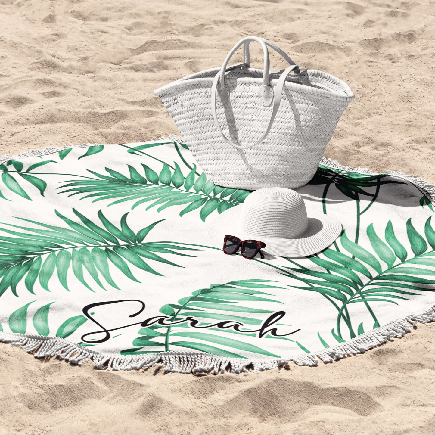 Personalized Tropical Round Beach Towels for Unique & Love | JNSTowel02