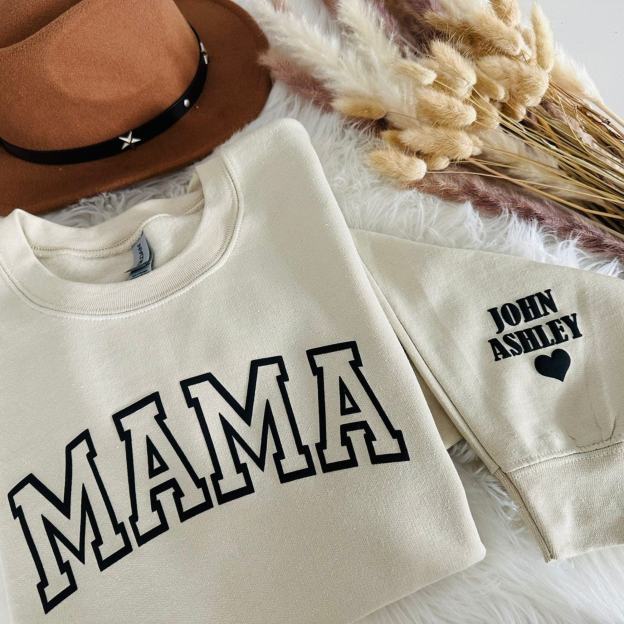 Personalized Mama Sweatshirt with Kid Names on Sleeve for Unique & Love | JNSCloth19