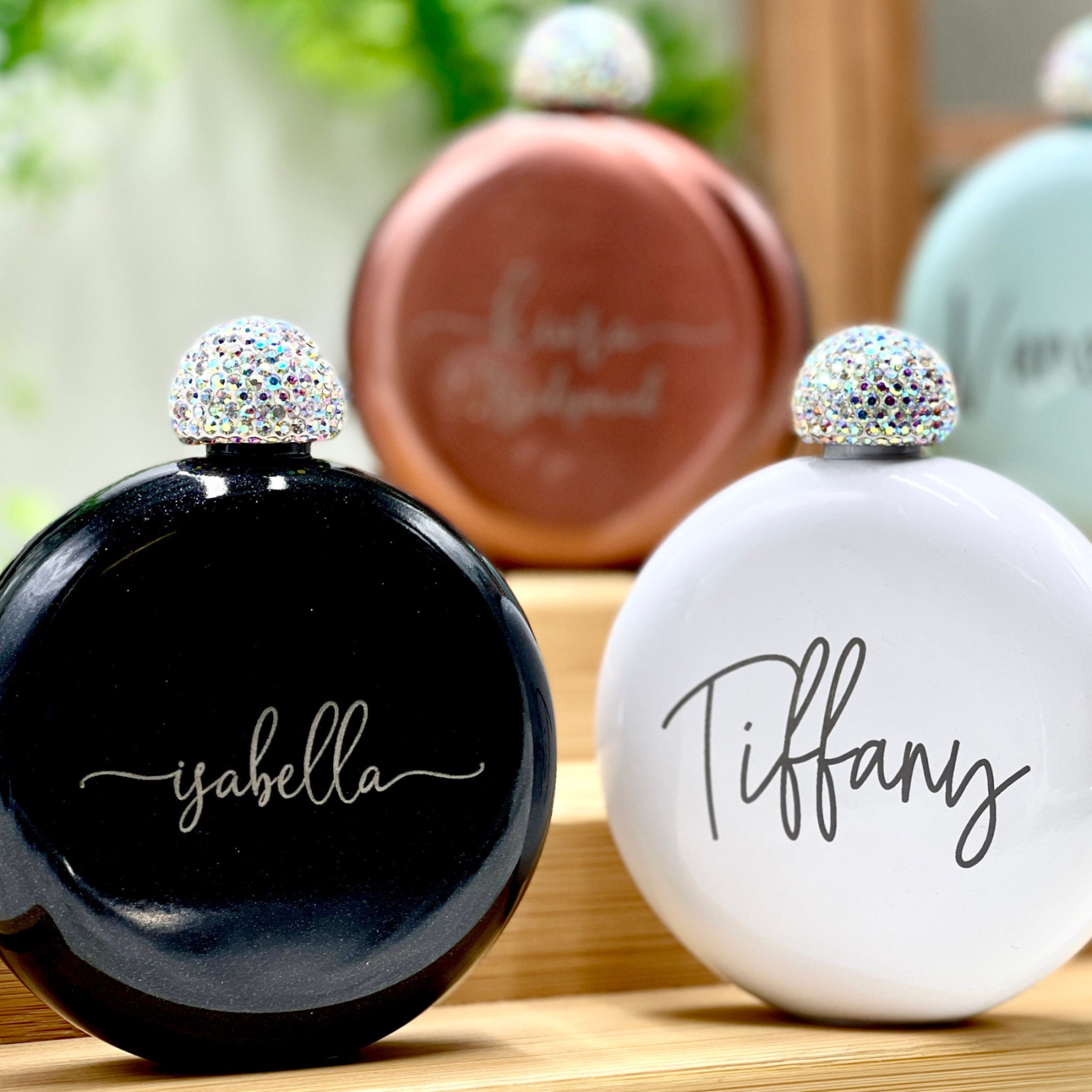 Personalized Round Flasks with Rhinestone Lid for Unique and Love | JNSDec61