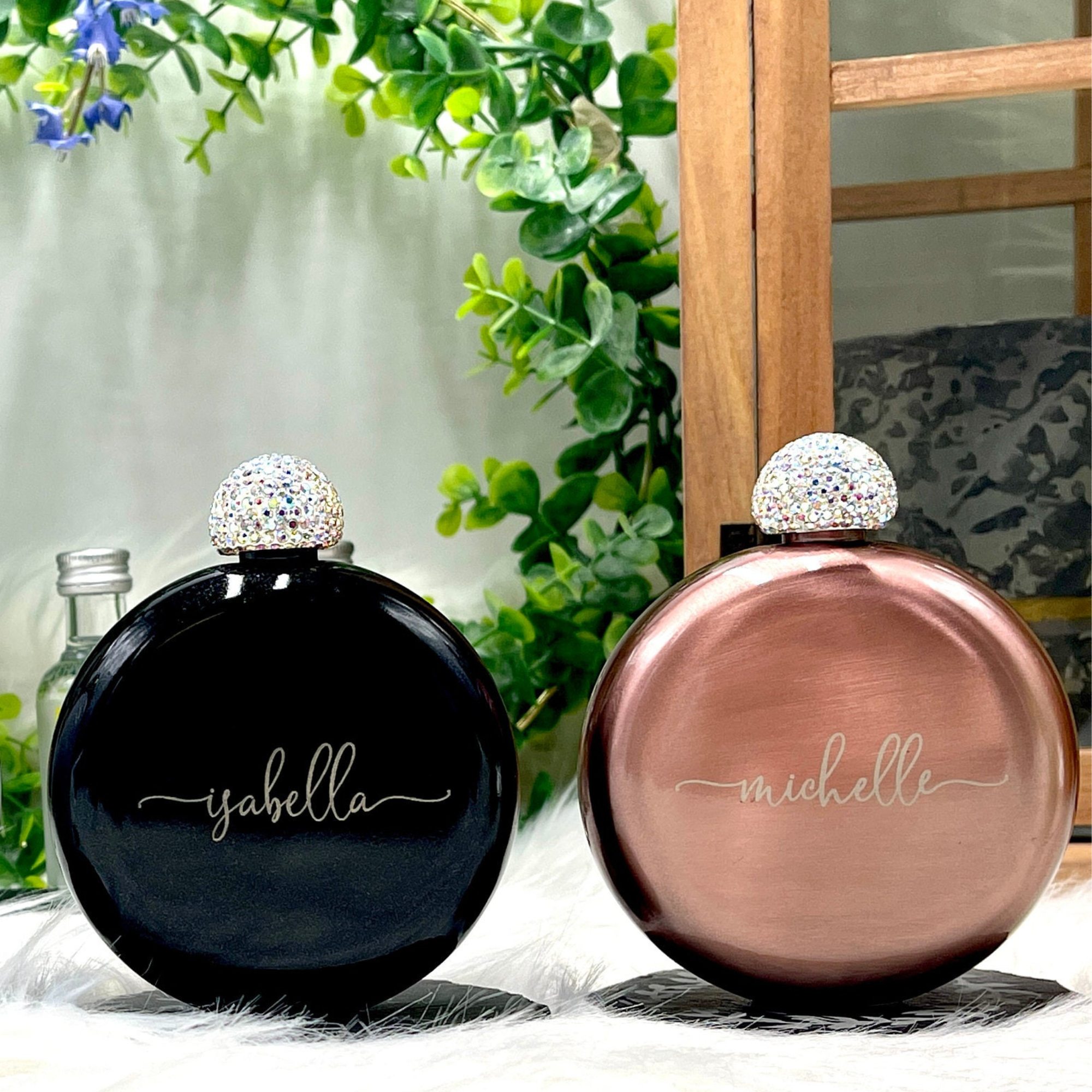 Personalized Round Flasks with Rhinestone Lid for Unique and Love | JNSDec61