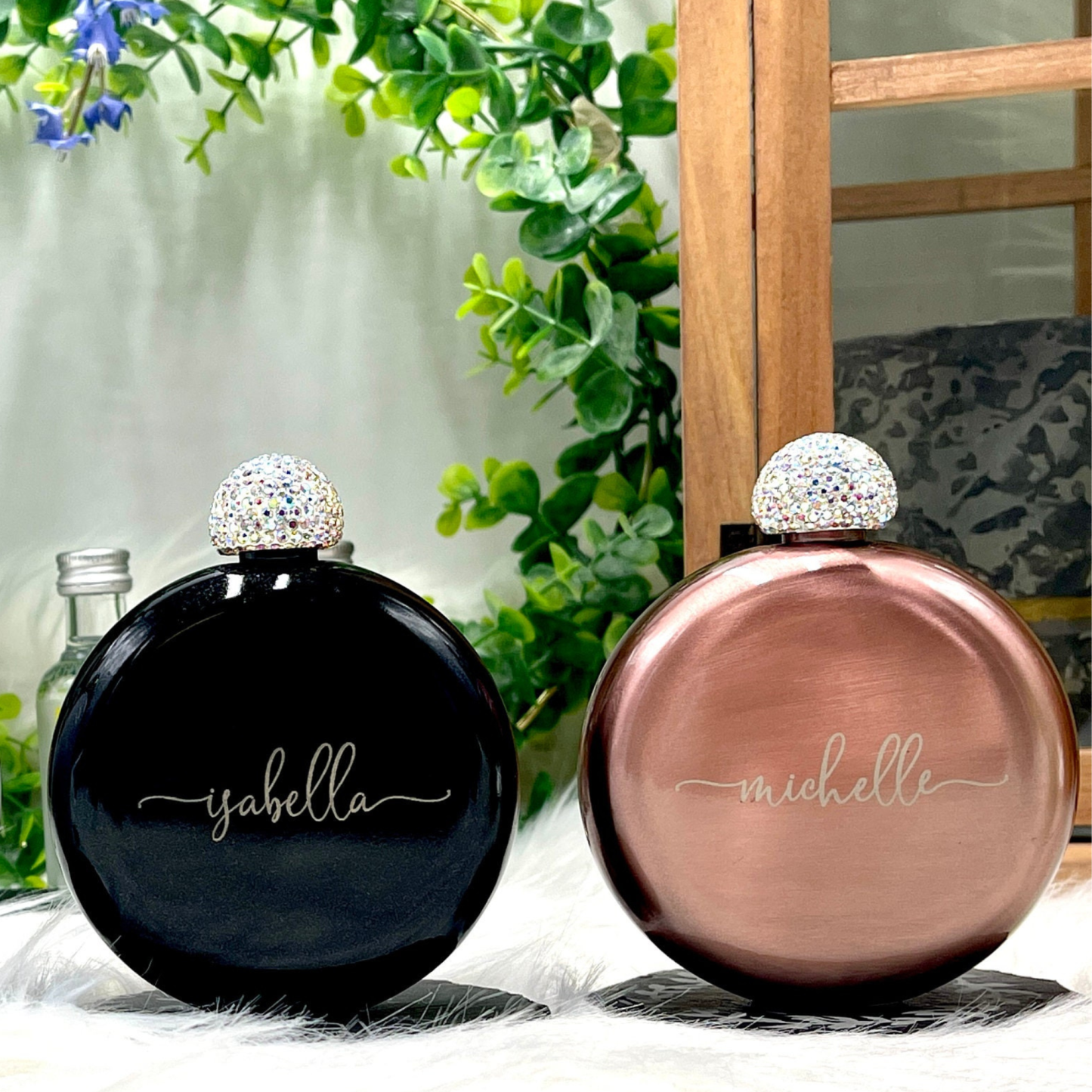 Personalized Round Flasks with Rhinestone Lid for Unique and Love | JNSDec61