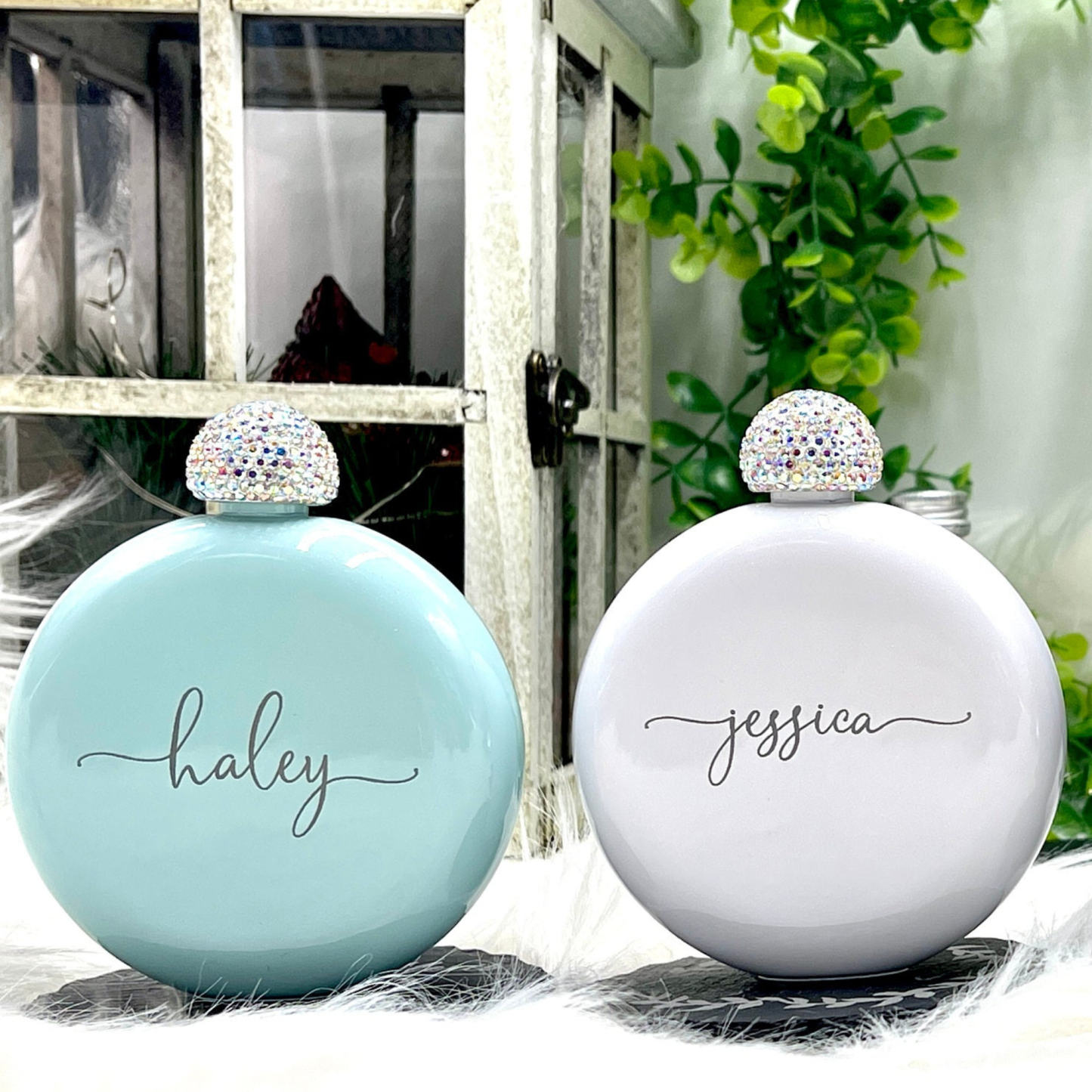 Personalized Round Flasks with Rhinestone Lid for Unique and Love | JNSDec61
