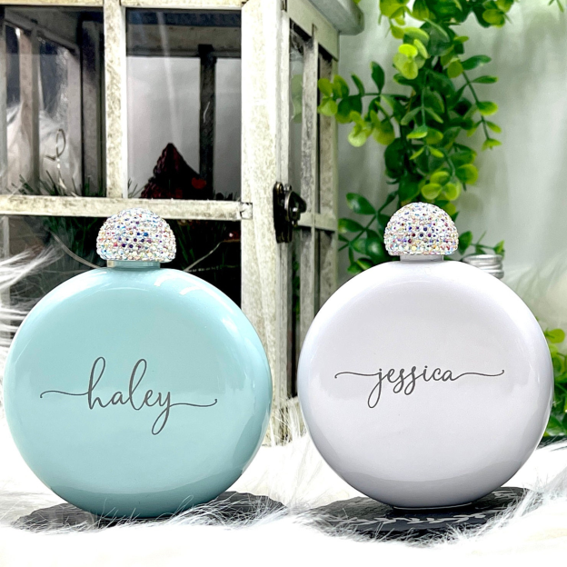 Personalized Round Flasks with Rhinestone Lid for Unique and Love | JNSDec61