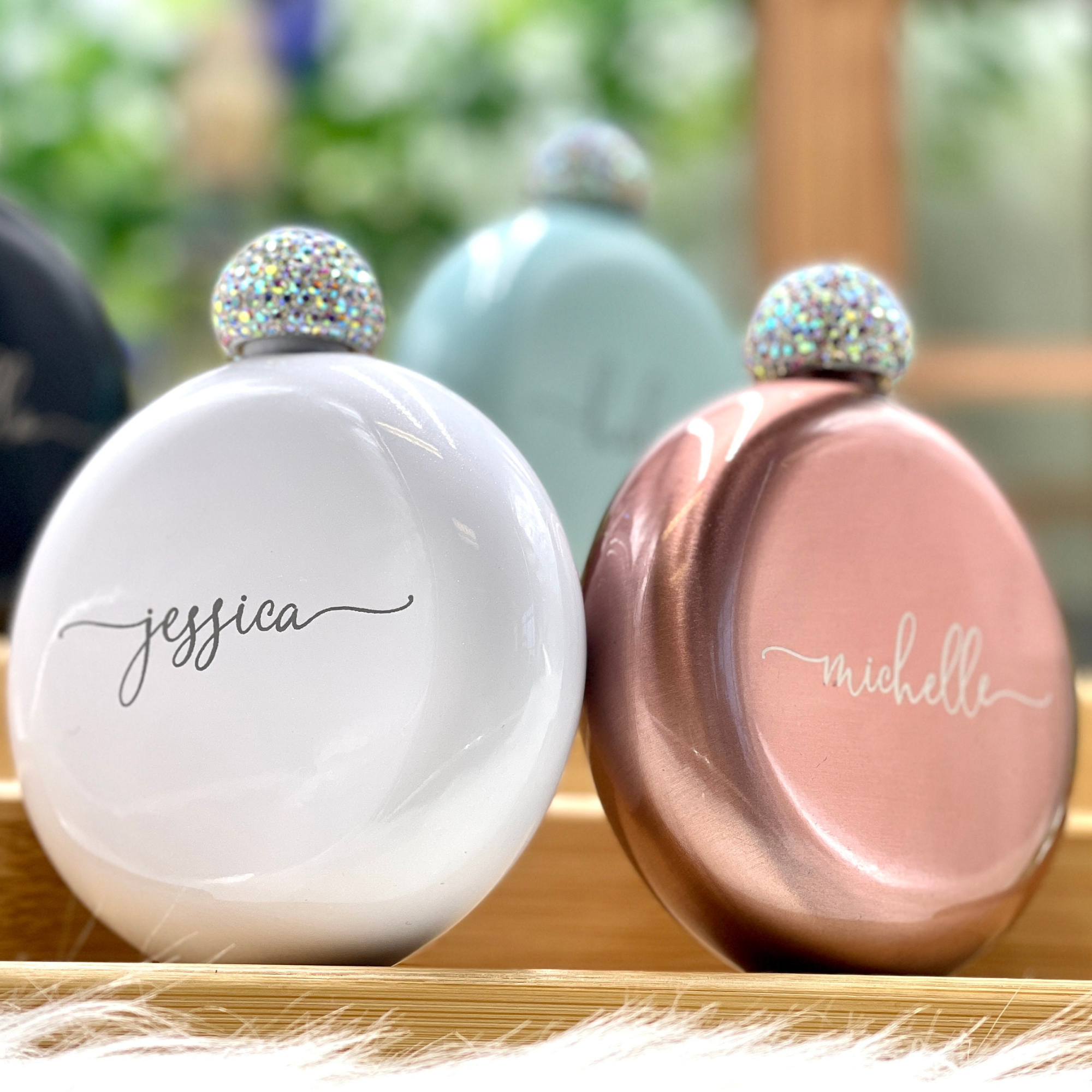Personalized Round Flasks with Rhinestone Lid for Unique and Love | JNSDec61