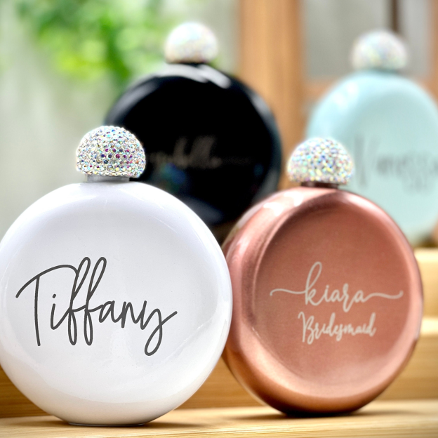 Personalized Round Flasks with Rhinestone Lid for Unique and Love | JNSDec61