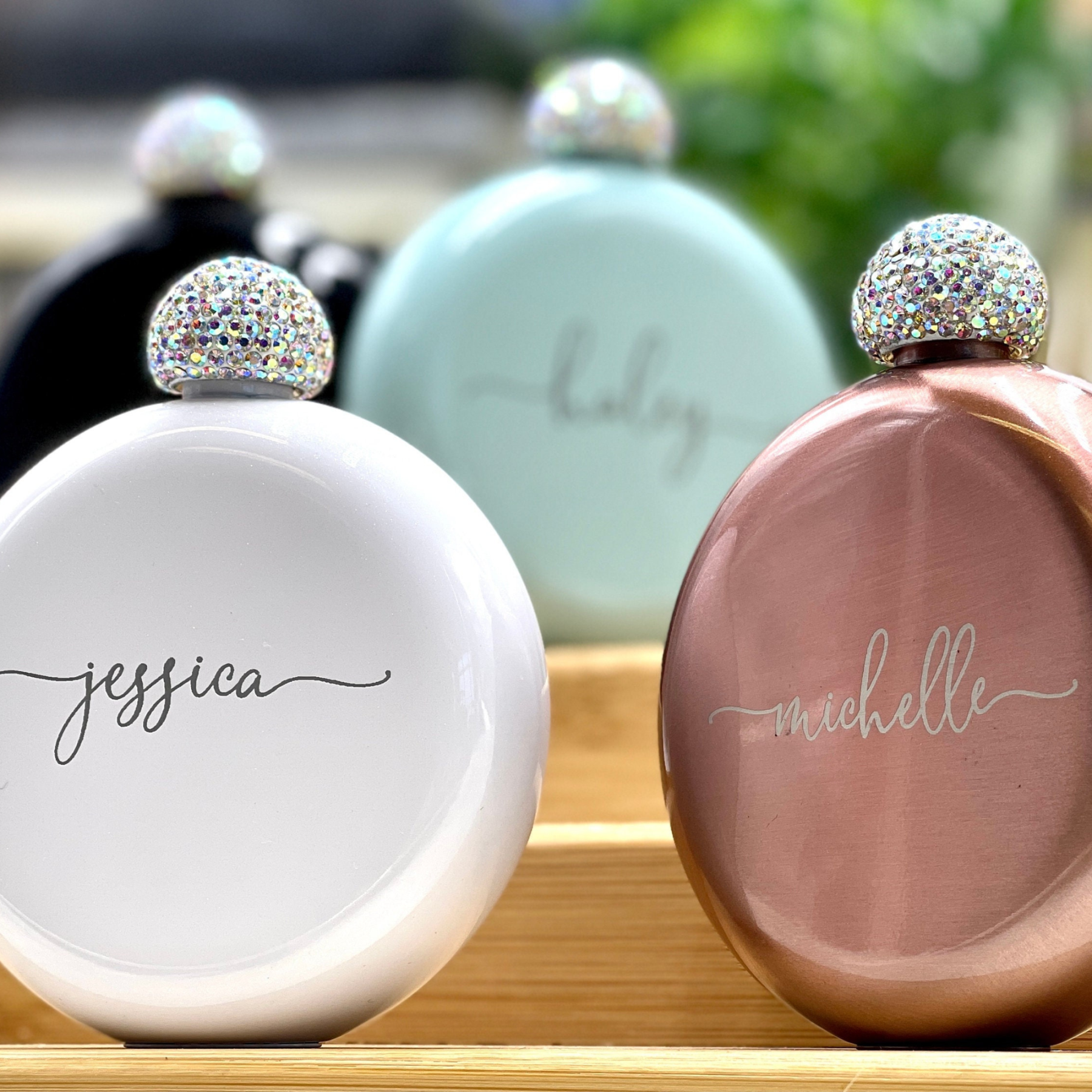 Personalized Round Flasks with Rhinestone Lid for Unique and Love | JNSDec61